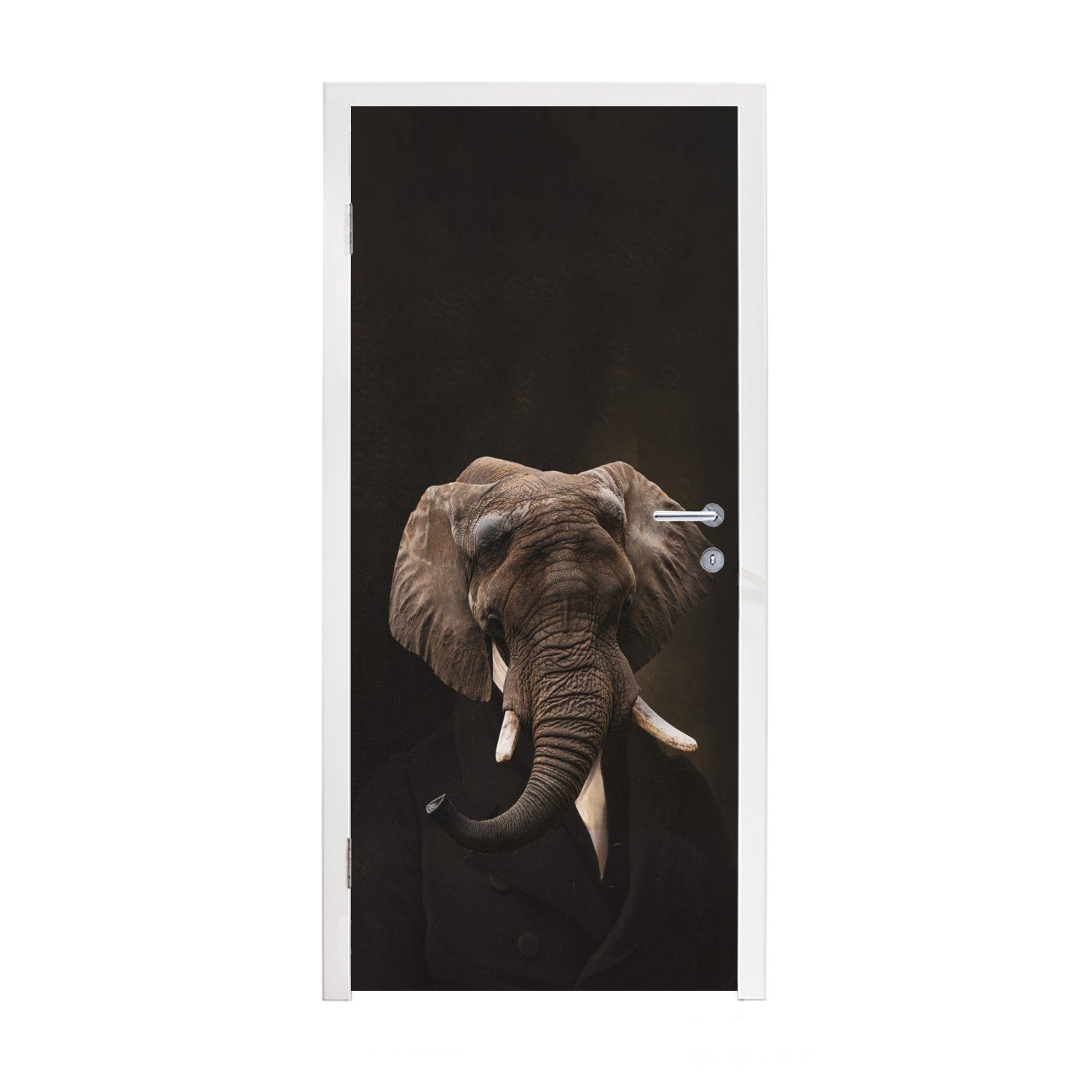 MuchoWow Türtapete Elefant - Tiere - Kunst, Matt, bedruckt, (1 St), Fototapete für Tür, Türaufkleber, 75x205 cm