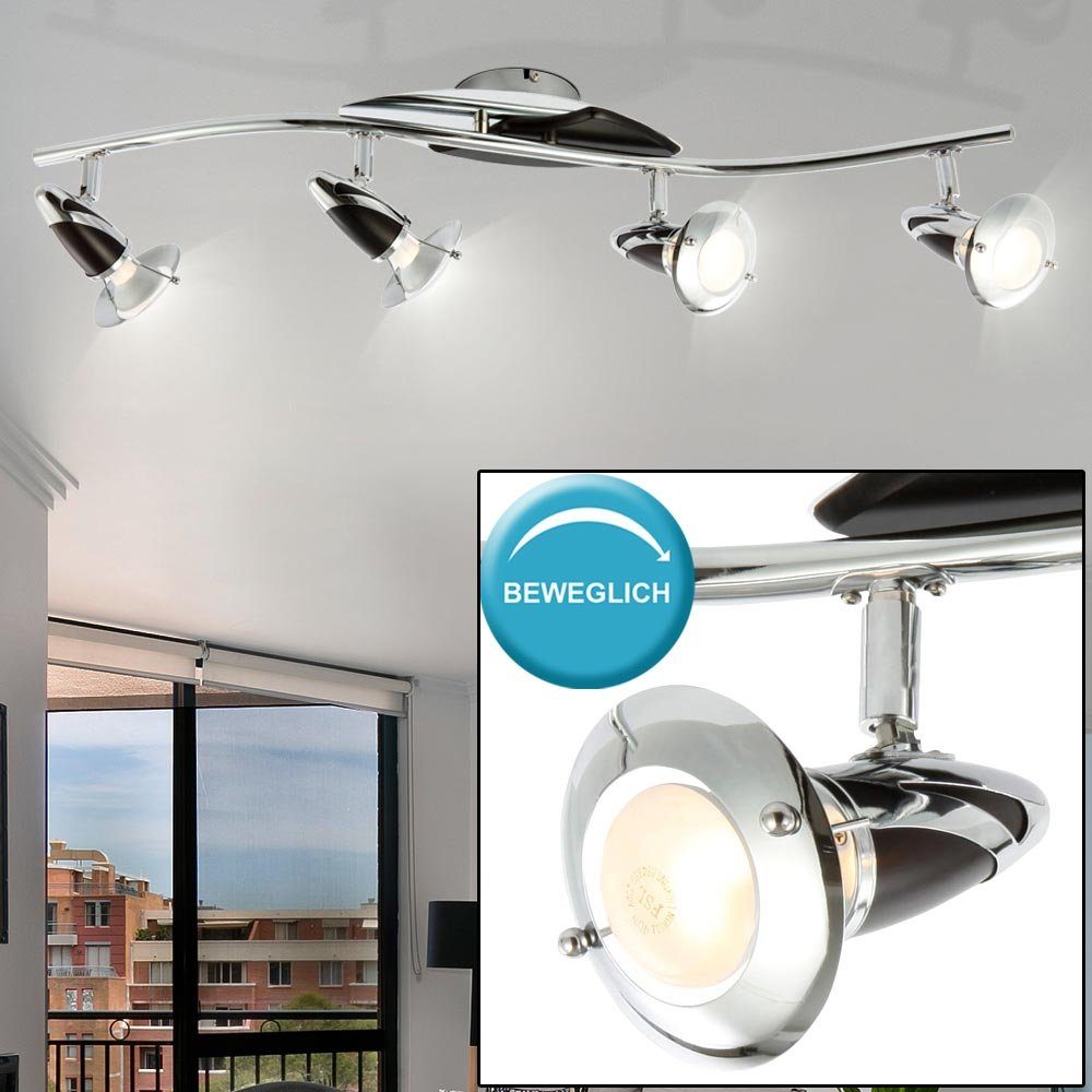 Design LED Chrom Decken Lampe Spot Stäbe beweglich Leuchte Wohn Schlaf Zimmer 