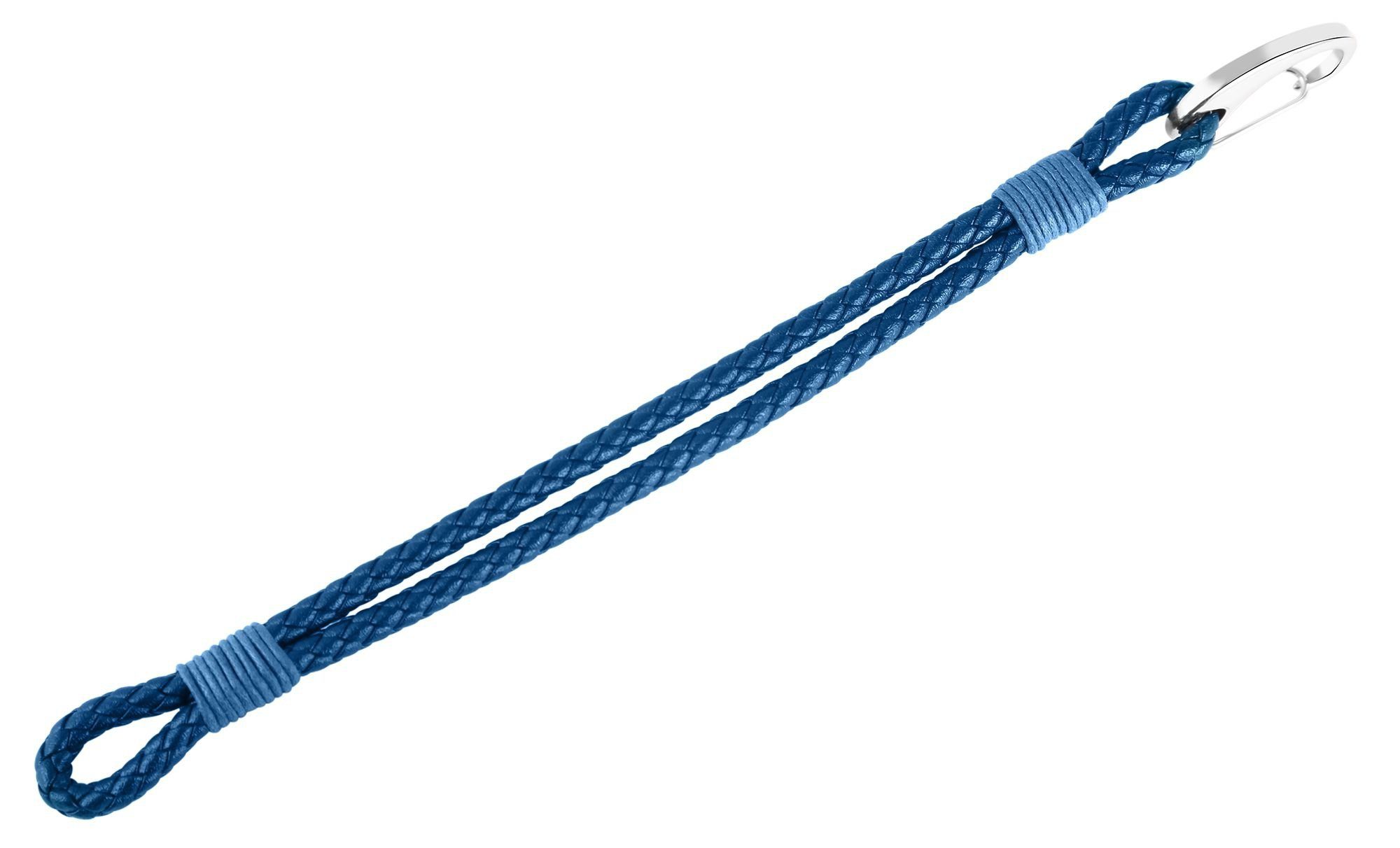 AKZENT Lederarmband Jadal Echtleder (einzeln) mit Blau Edelstahlelement Armband geflochten