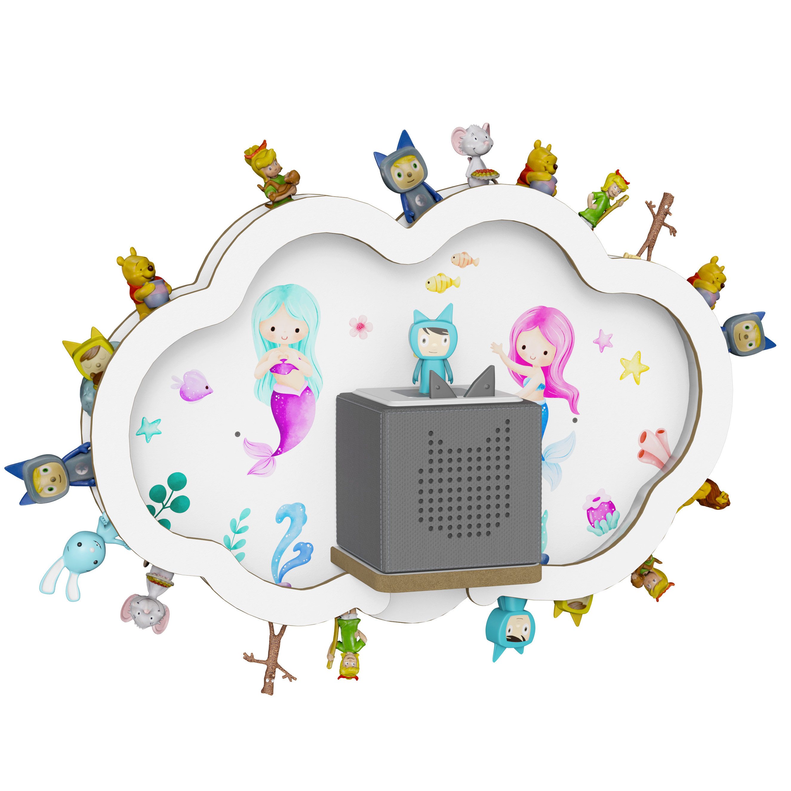 Holzura Kinderregal Tonieregal für Toniebox, Kinderregal Wolke Regal Tonie Figuren
