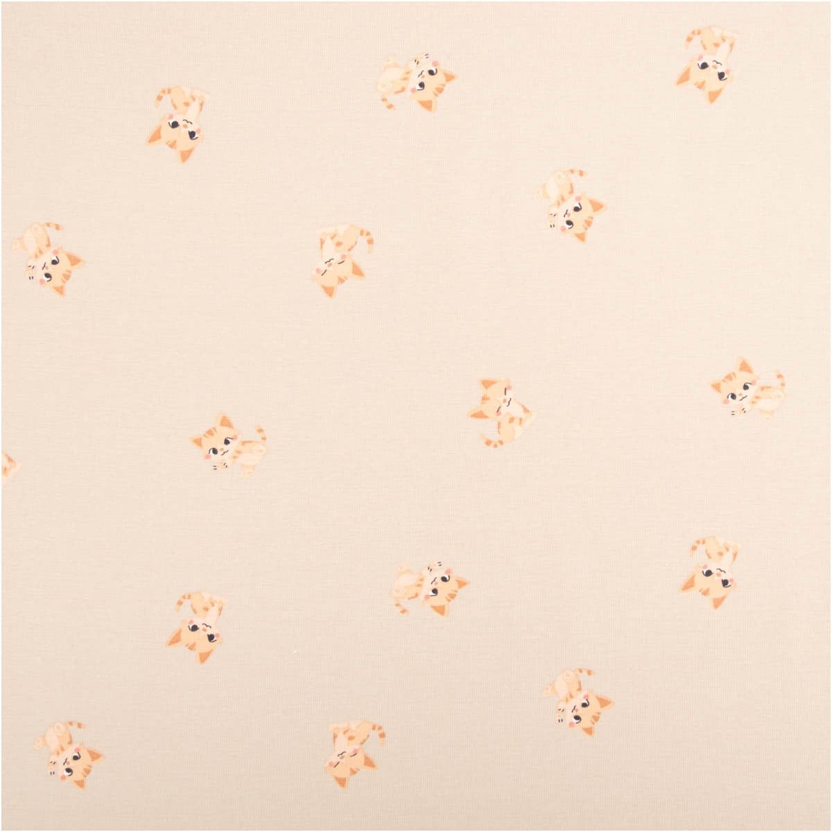 SCHÖNER LEBEN. Stoff Jersey Stoff Meterware Baumwolljersey Katzen sand 145cm, allergikergeeignet