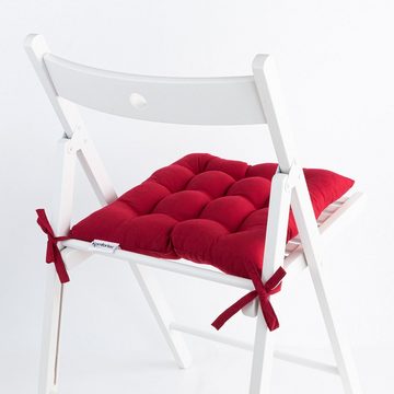 Komfortec Stuhlkissen 40x40 cm Stuhlkissen mit Bändern, Wasserabweisend Dekokissen, 2er Set 100% Mikrofaser Sitzkissen 110 g/m²