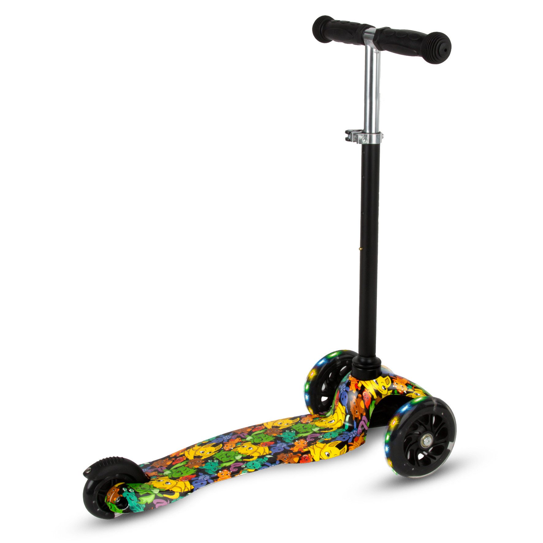 COIL Dreiradscooter Kinderroller, Tretroller, Dreirad-Balance-Roller, Cityroller, 10 km/h, ABEC-7-Lager, 3-stufige Lenkradverstellung, LED-Räder