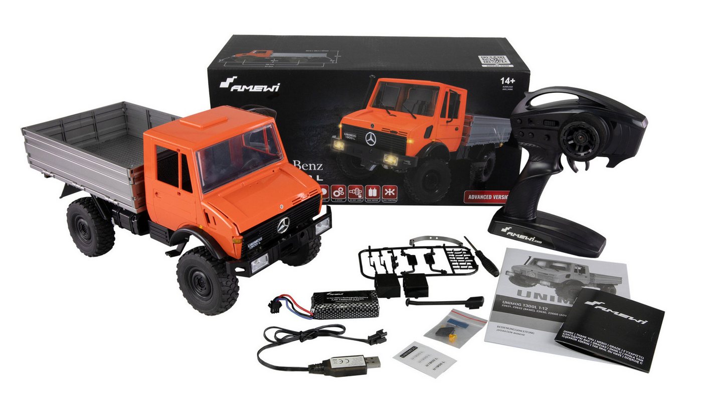 Thumbnail - Amewi RC-Bagger Amewi Mercedes Benz RC Unimog Advanced 4WD 1:12 RTR orange