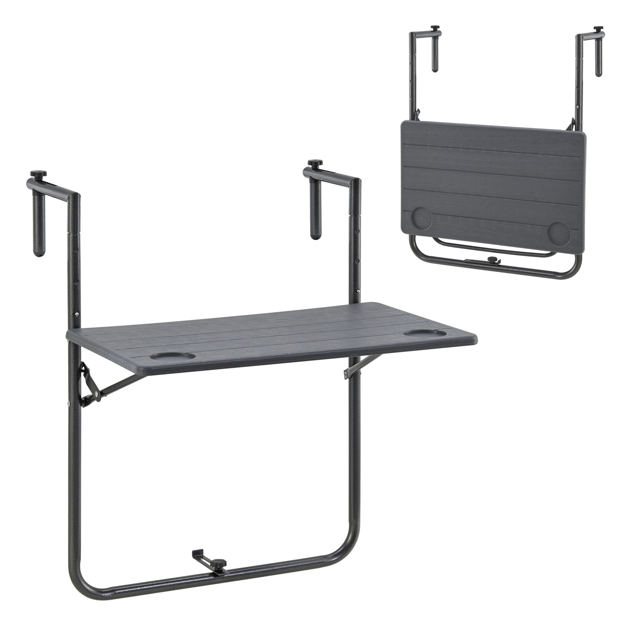 en.casa Balkonhängetisch, »Badolato« Balkontisch 84x60x60cm Dunkelgrau günstig online kaufen