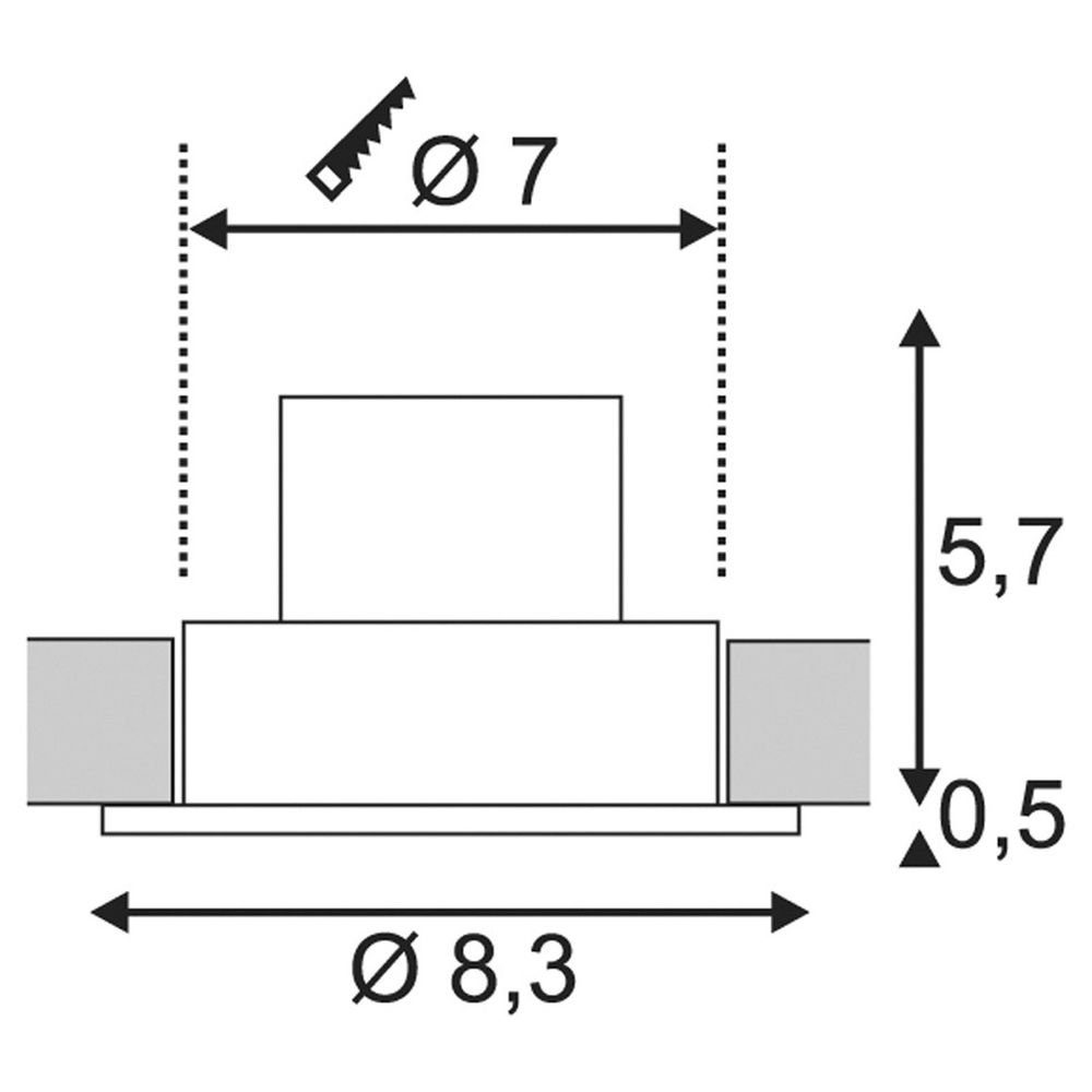 IP65, Leuchtmittel fest weiß, LED LED keine Deckeneinbauleuchte Einbaustrahler, LED, verbaut, Schutzglas rund, warmweiss, in enthalten: Ja, SLV Einbauleuchte Angabe, Patta-F, mit Einbauleuchte