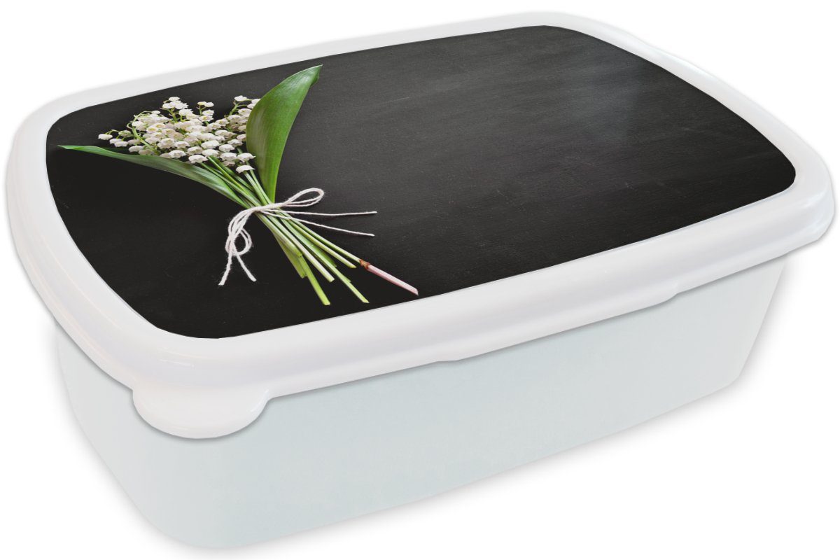 MuchoWow Brotbox Mädchen Brotdose, weiß und Kinder Jungs für und Kunststoff, Blumen-5-1-1, (2-tlg), für Erwachsene, Lunchbox