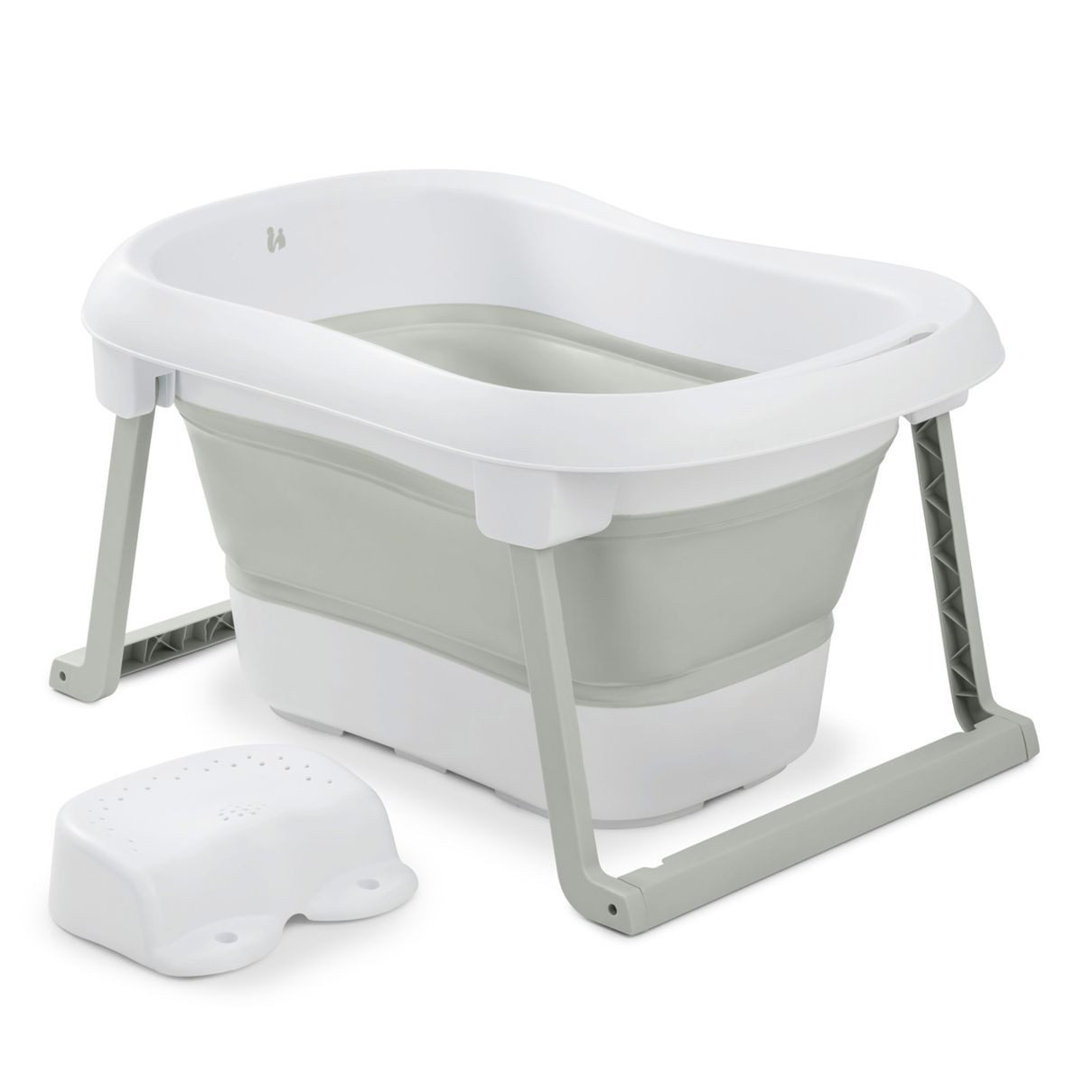 Hauck Babybadewanne Wash N Fold L - White / Sage - Gr. L, Baby Badewanne Babywanne Faltbar für Neugeborene bis 18 kg 78x56x17 cm