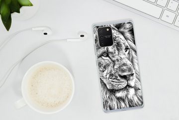 MuchoWow Handyhülle Porträt - Löwe - Schwarz und weiß, Phone Case, Handyhülle Samsung Galaxy S10 Lite, Silikon, Schutzhülle