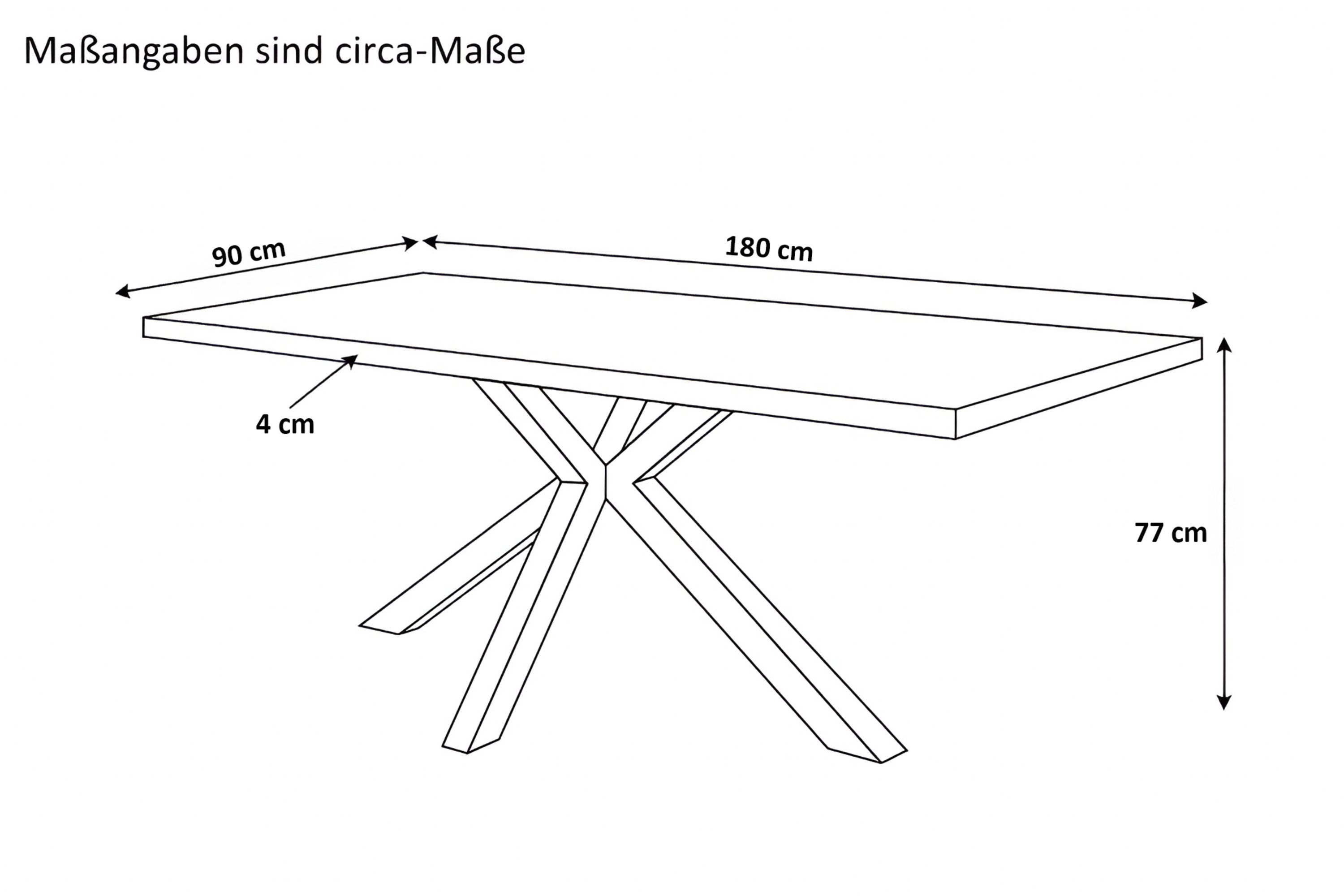 SAM® Esstisch Juliane, Holz Wildeiche-Optik, verschiedene Metallgestelle, B günstig online kaufen