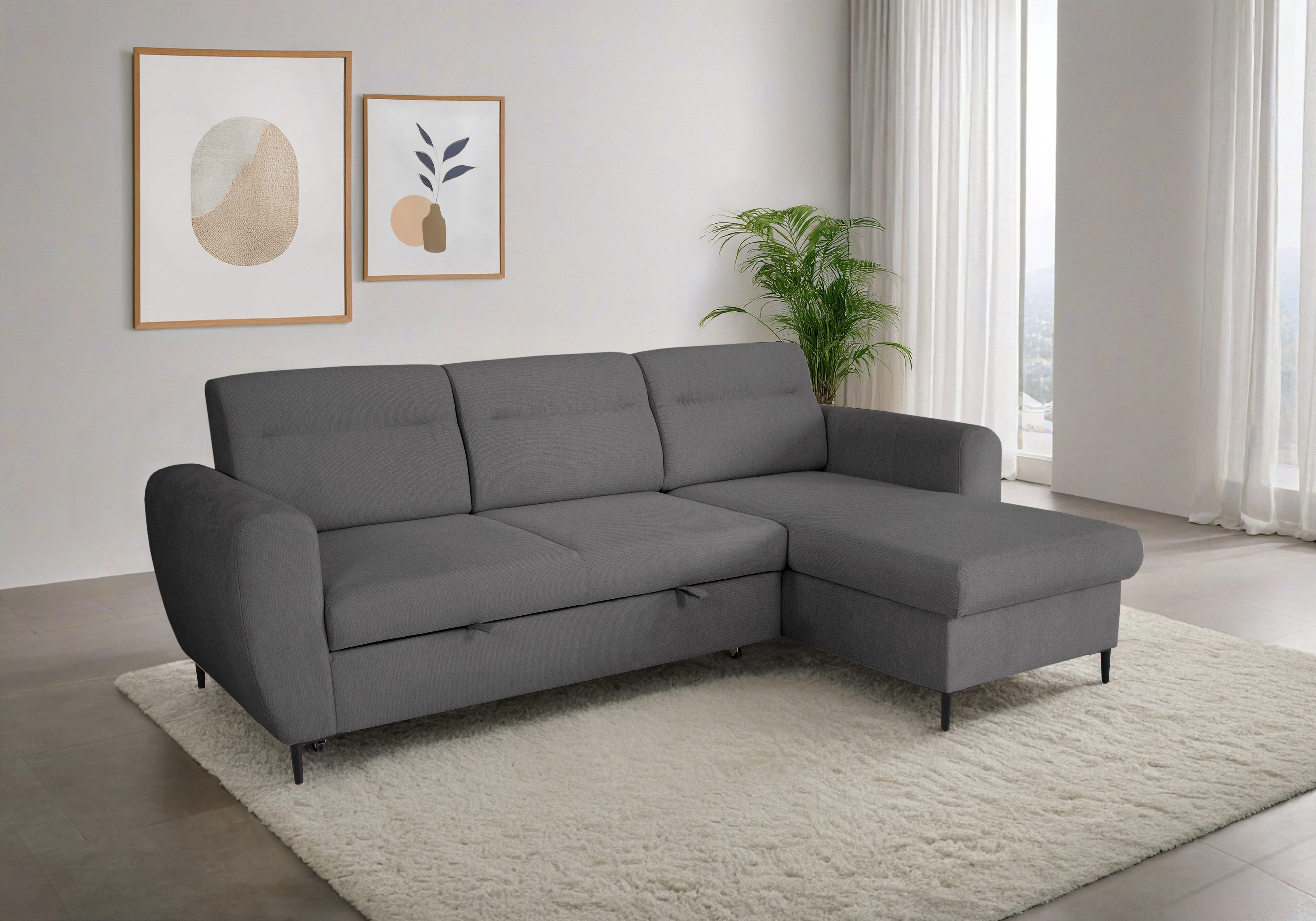 OTTO home Ecksofa Bella L-Form, B: 248 cm, mit Schlaffunktion & Bettkasten