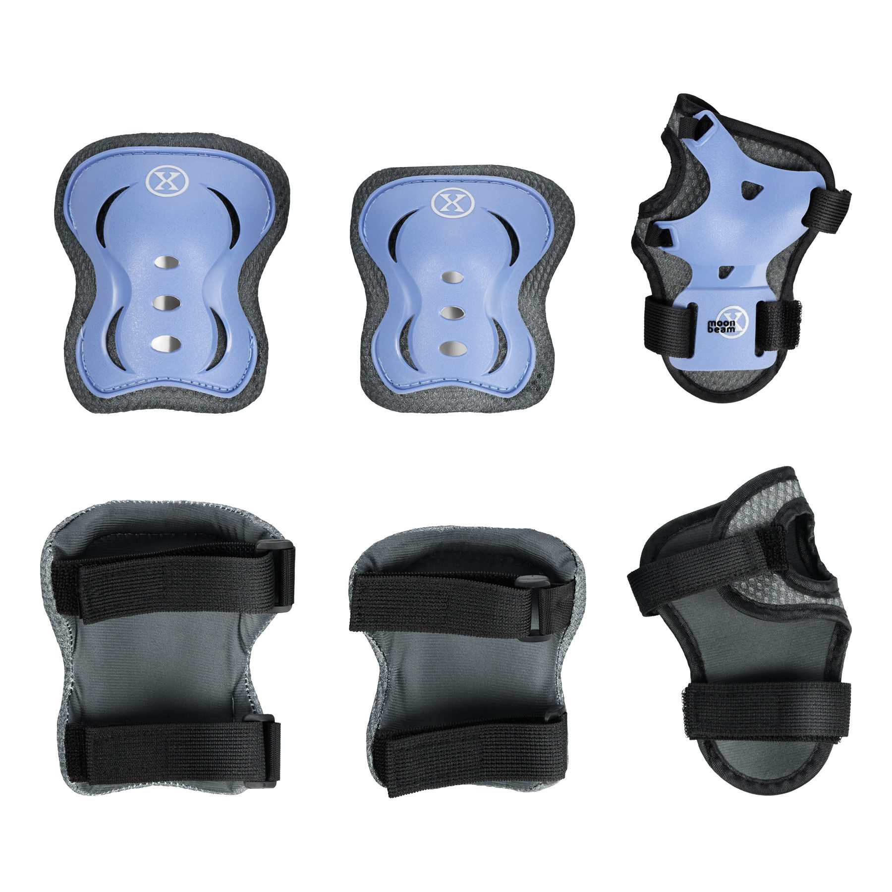 NILS EXTREME Inlineskates Inliner Moonbeam Blau Skates verstellbare Größe + Schützer Set, Komplettset mit LED-Rollen