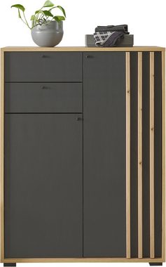 HBZ Schuhschrank Volano (1-St) schwarz, Garderobenschrank mit Profilleisten in Eiche Artisan