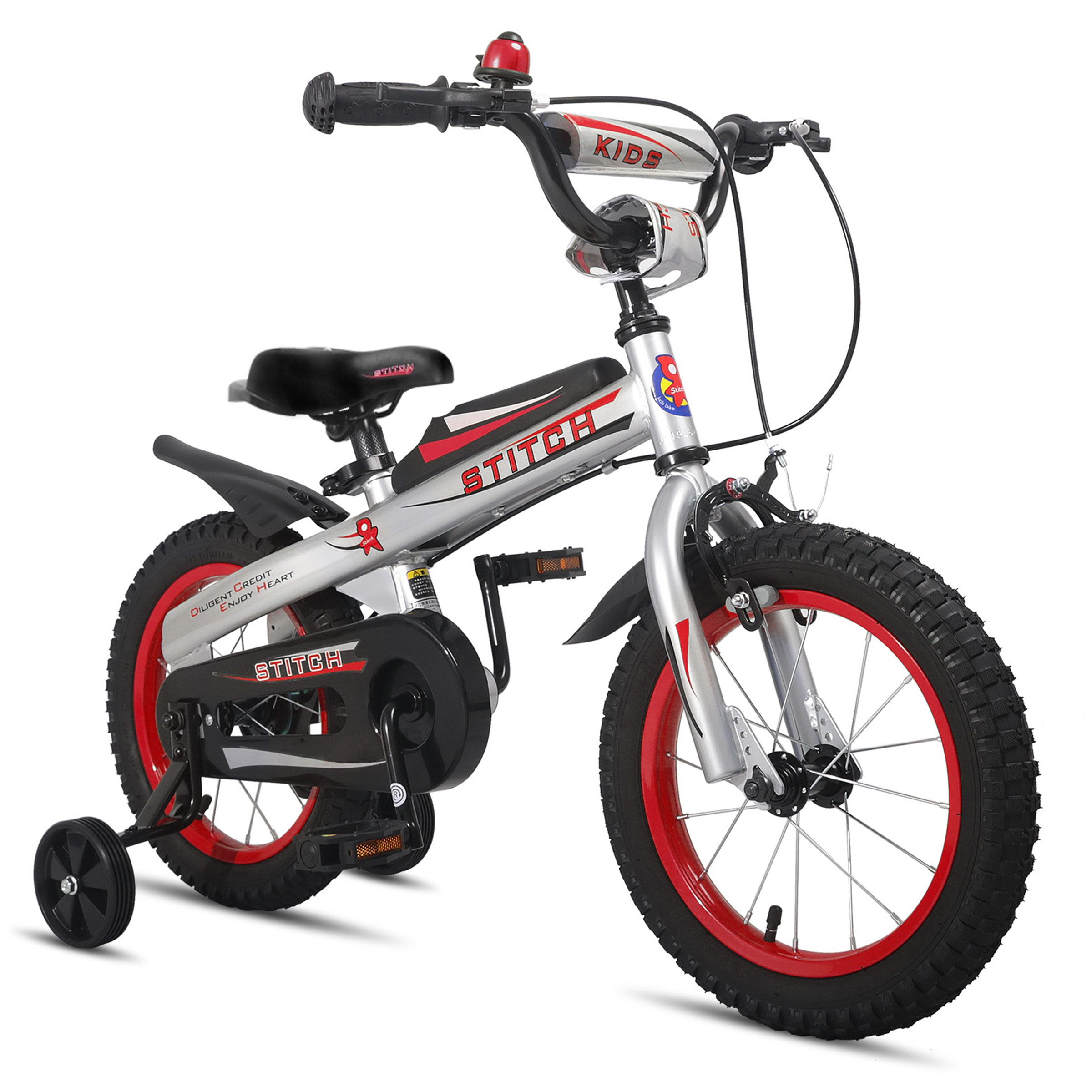 JOYSTAR Kinderfahrrad Chevalier 12/14/16 Zoll Kinderfahrrad für Jungen ab 3-7 Jahre, mit Stützrädern, Handbremse, Kotflügel,Gekapselte Kettenabdeckung