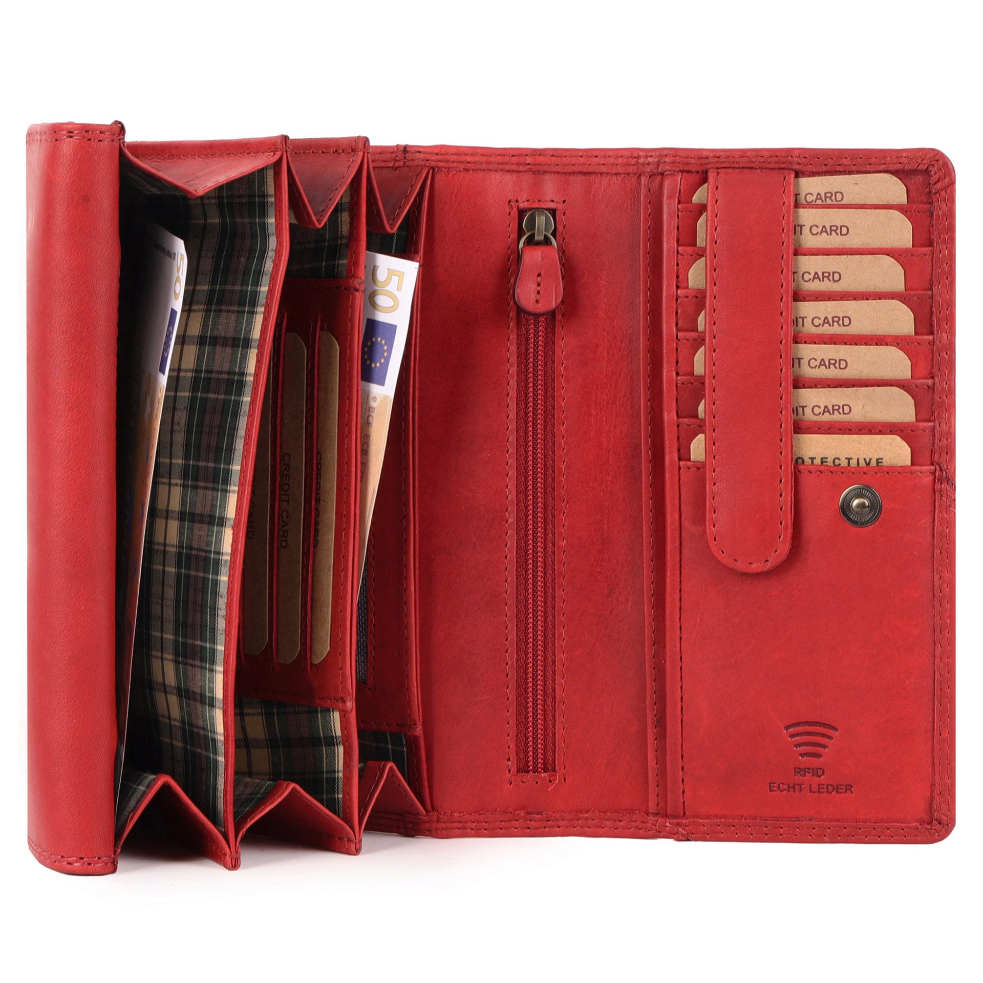 Benthill Geldbörse Damen Echt Leder XL RFID Portemonnaie Portmonee viele Ka günstig online kaufen