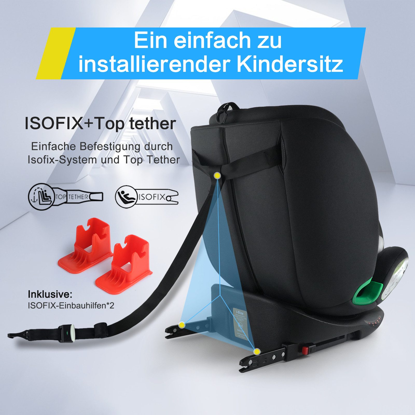Rolipo Autokindersitz 360° Drehbarer i-Size Kindersitz mit ISOFIX, 40-150 cm (0-36 kg), ab: ab Geburt, bis: 12 Jahre, ab: 40 cm, bis: 150 cm, Gruppe 0+/1/2/3, ab Geburt bis 12 Jahre, ECE R129
