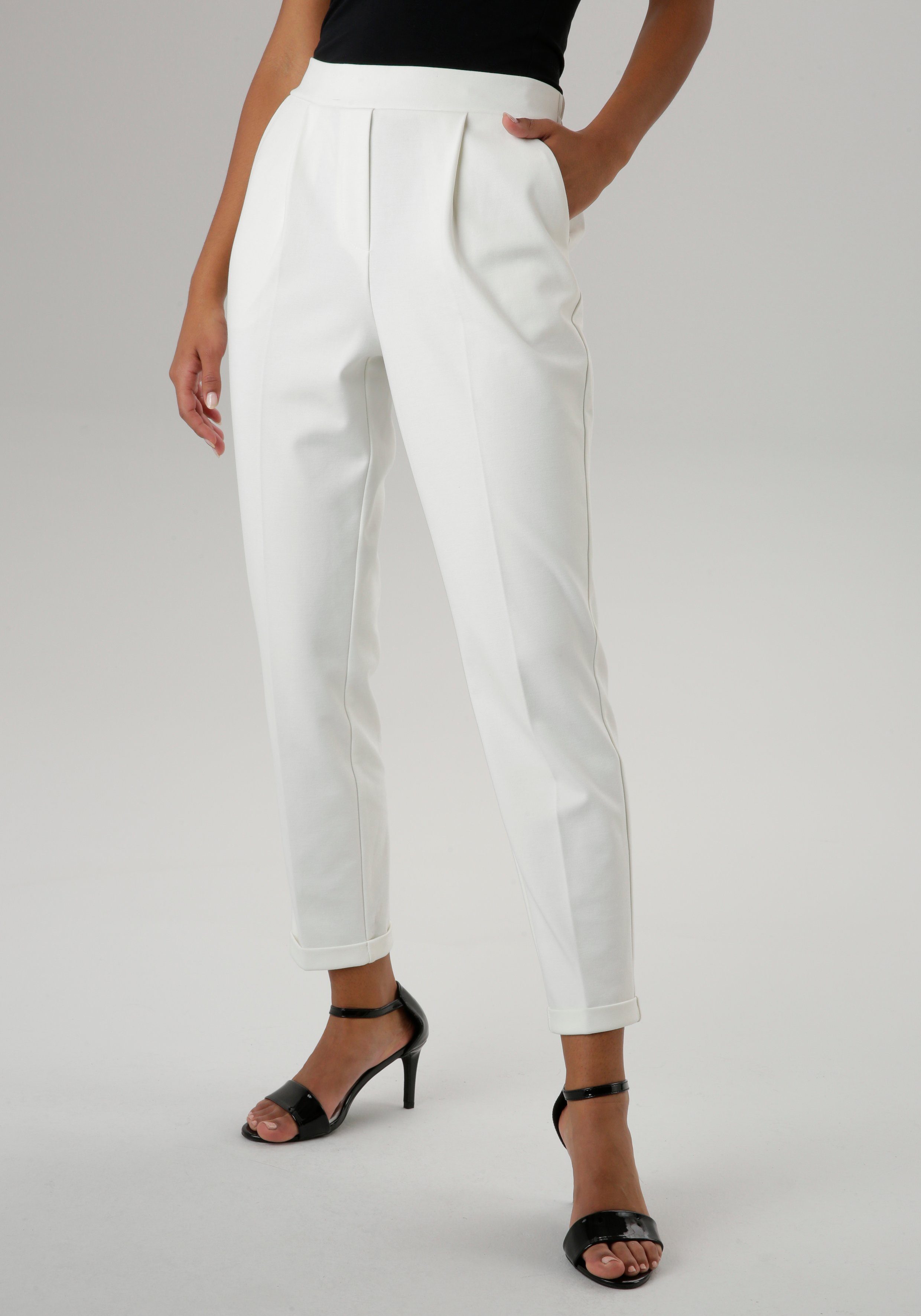 Aniston SELECTED Schlupfhose mit Bundfalten - NEUE KOLLEKTION offwhite