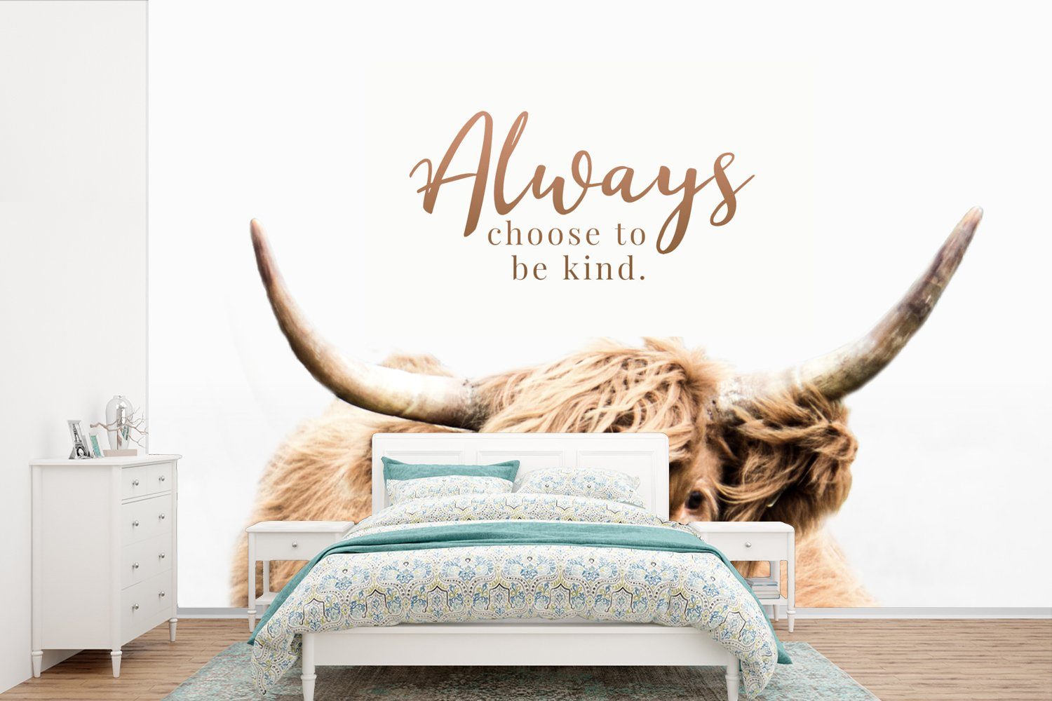 Tier, - für Zitat Kinderzimmer, Highlander Fototapete Vinyl Wallpaper Schlafzimmer, Wohnzimmer, Tapete Schottischer Matt, MuchoWow St), - (6 bedruckt,