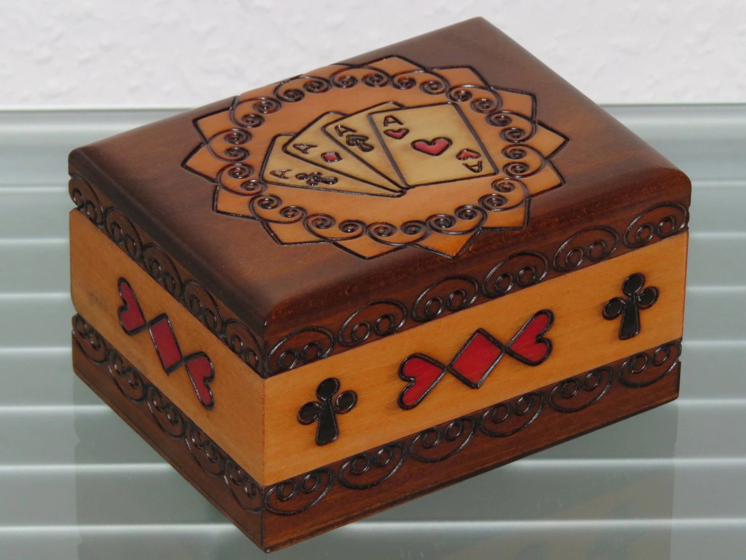 Holzprodukte Sortimentskasten Kartenbox Holzkästchen Kästchen Kassette Aufbewahrung Karten
