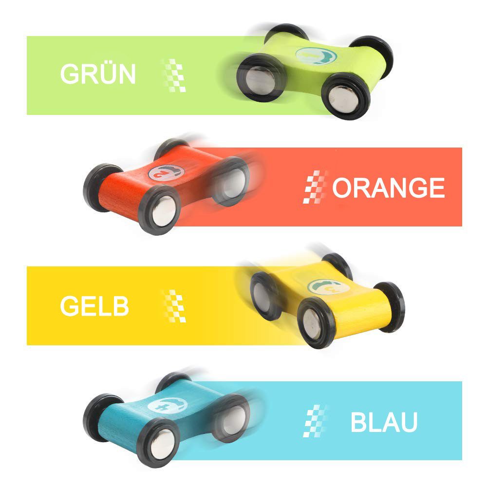 CLTYQ Kugelbahn Autorennbahn aus Holz mit 4 Autos - Kinderspielzeug Geschen günstig online kaufen