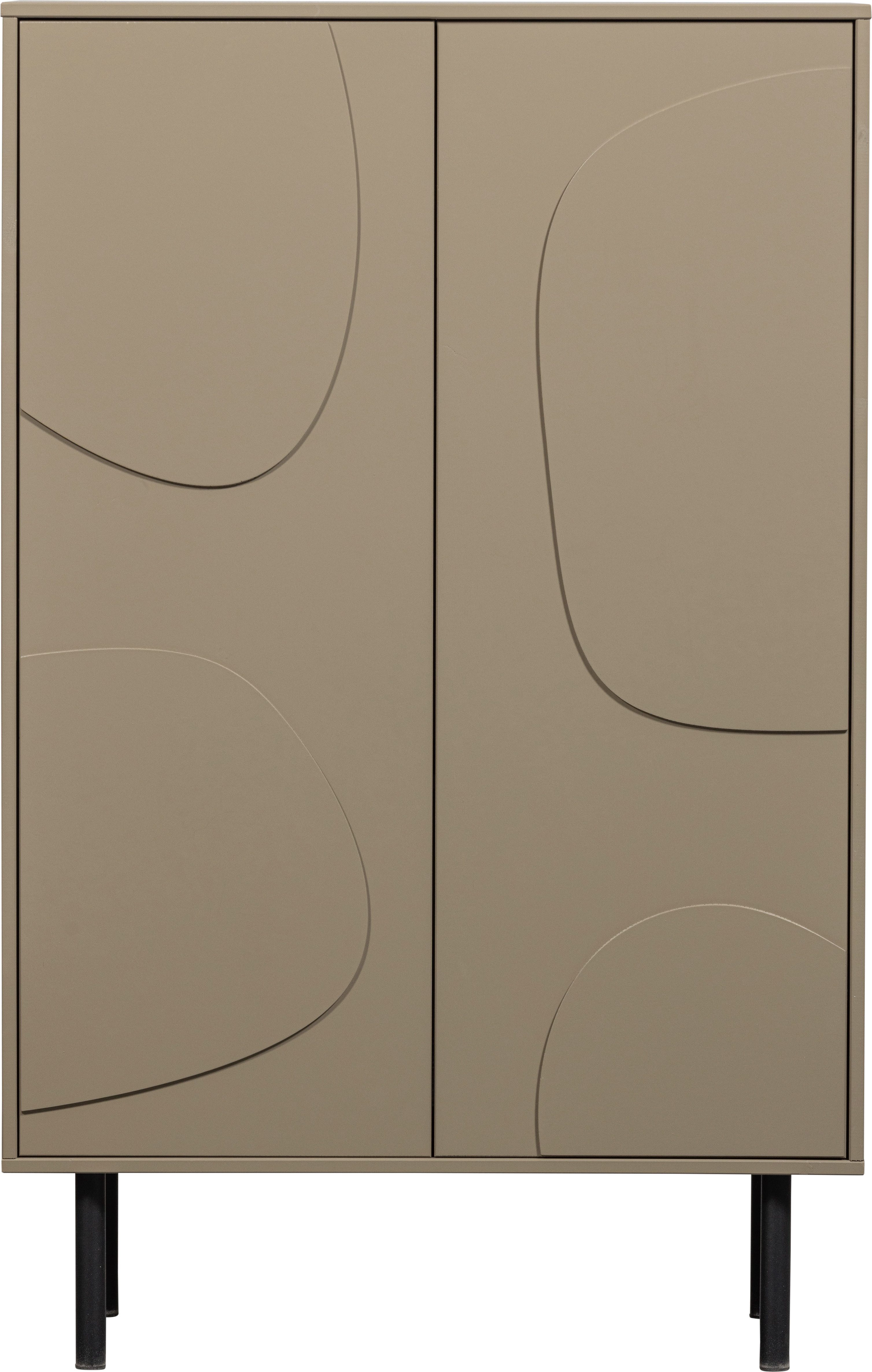 WOOOD Highboard Cadiz FSC®-Kiefernholz mit Druckmechanismus, H 135 x B 85 x T 40 cm, Tragkraft 15 kg pro Boden, Metallgestell, sichtbare maserung
