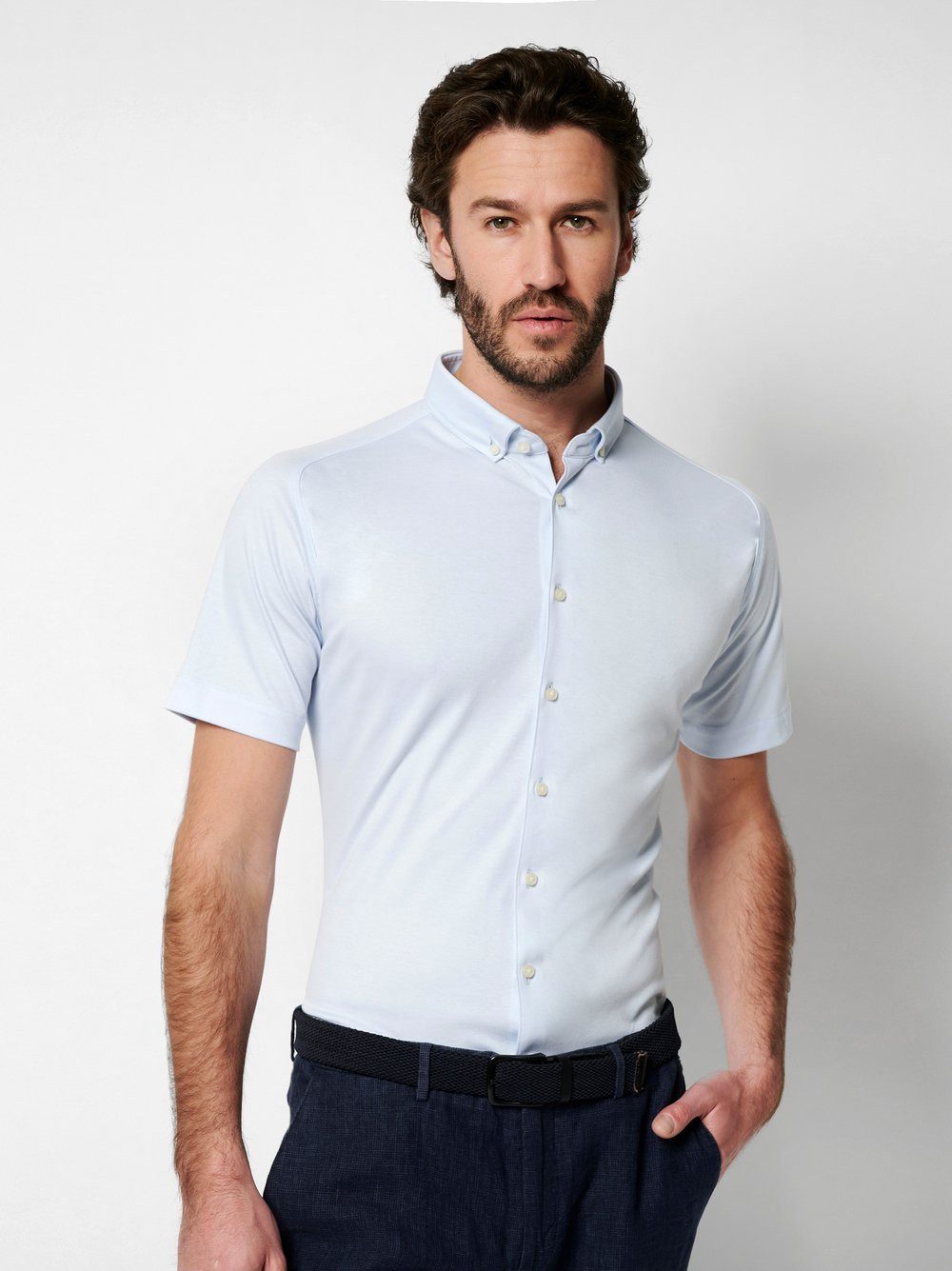DESOTO Kurzarmhemd Jerseyhemd Casual Modern Button Down halbarm Flexibler S günstig online kaufen