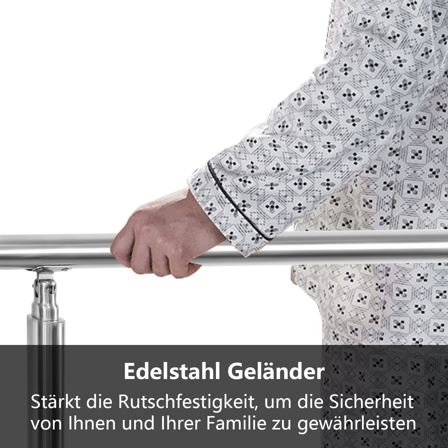 Gimisgu Treppengeländer Edelstahl Handlauf Geländer cm 0 Querstab Balkon Bausatz Garten Brüstung 80 mit Aufmontage, für Länge, 0-5 Pfosten