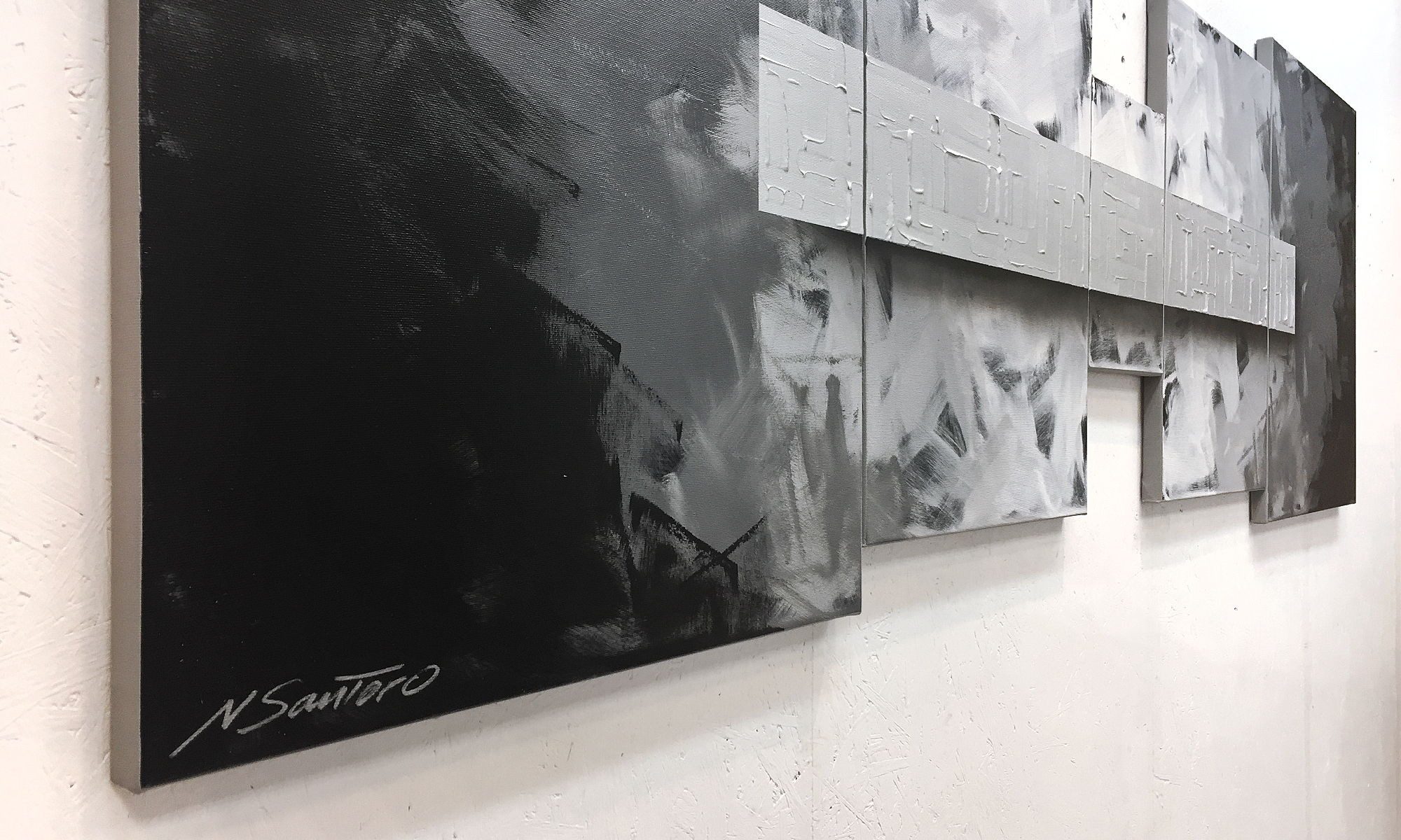 WandbilderXXL Gemälde Shining Night 200 x 70 cm, Abstraktes Gemälde, handgemaltes Unikat