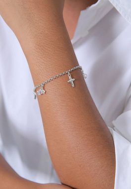 Elli Bettelarmband Kreuz Herz Anker Kristalle Silber