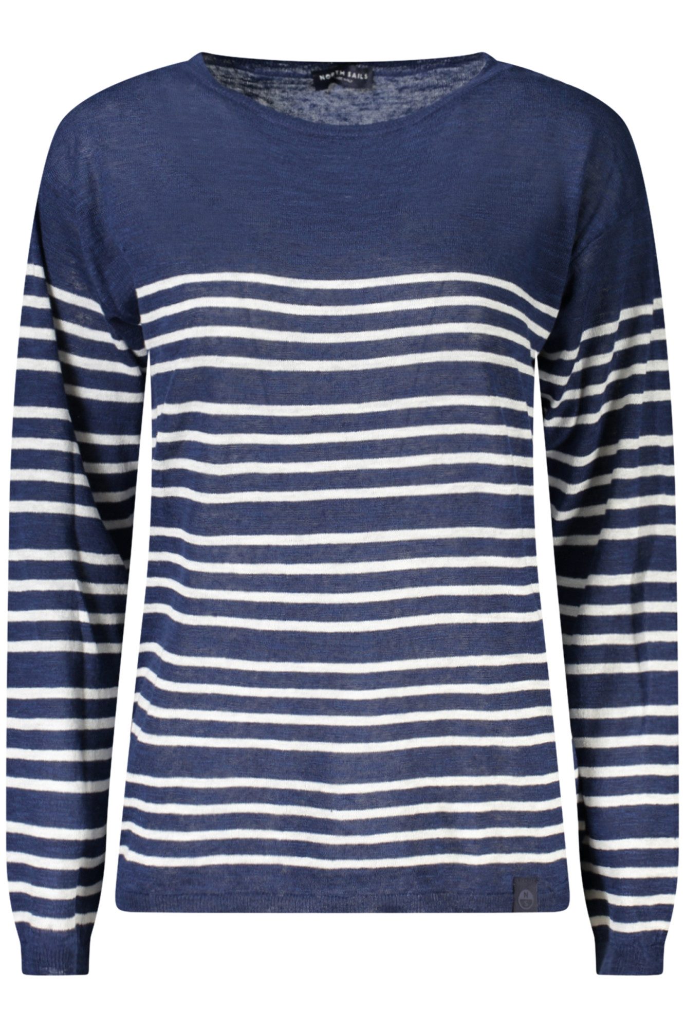 North Sails Strickpullover Damen Pullover Blau: Langärmeliges Streifenshirt mit Weitem Ausschnit