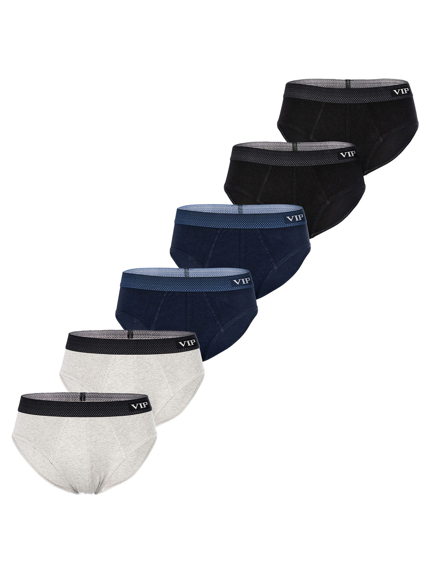 VIP Slip Premium Jersey Stretch - 6er Set - klassische Unterhosen (6-St) Unterwäsche Männer Herren Uni Baumwoll-Mix (95% Baumwolle) 6-Pack
