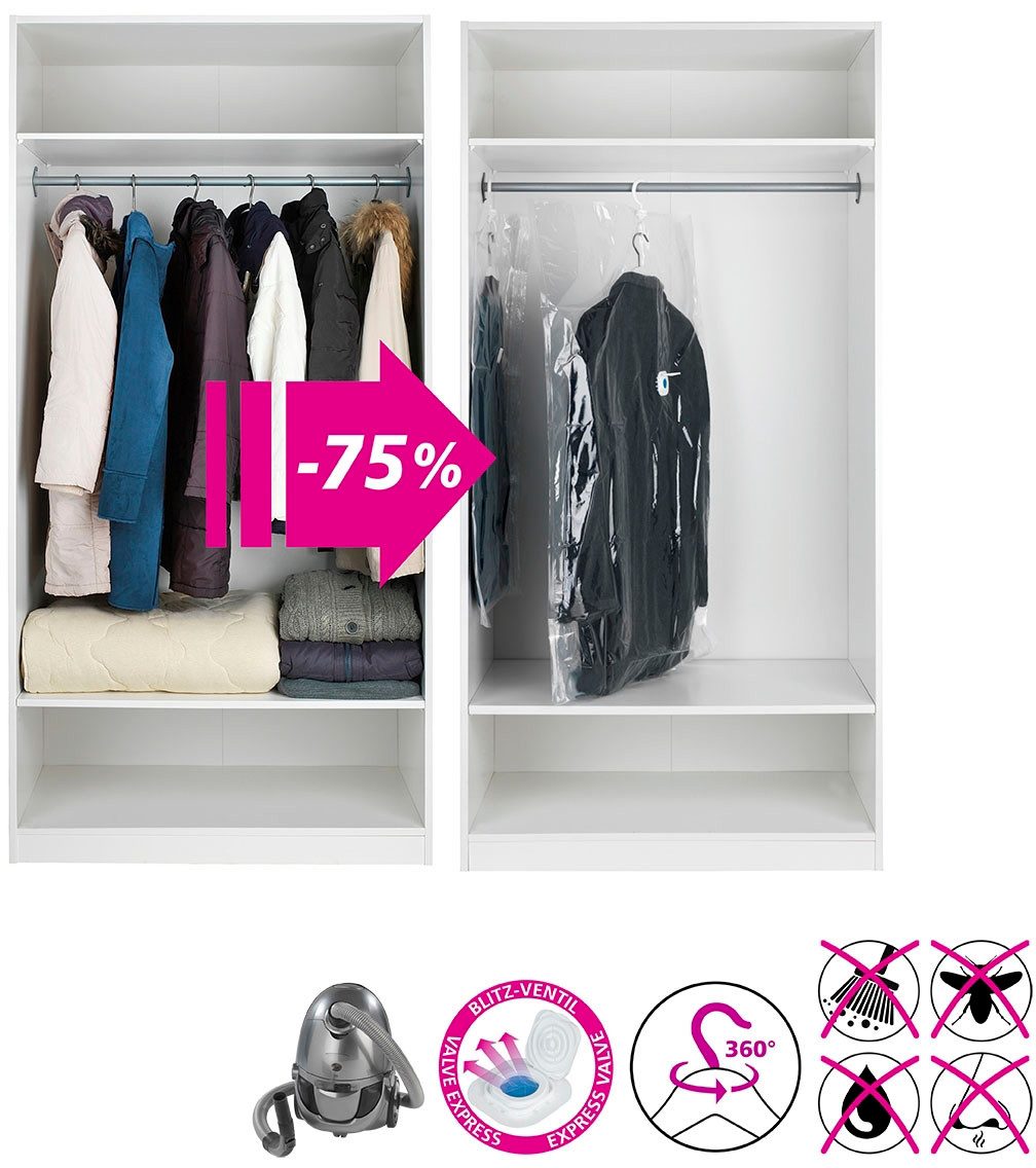 WENKO Kleidersack Vakuum Größe L & XL (Set, 2 St) Vakuumbeutel für Kleidung, platzsparend im Kleiderschrank