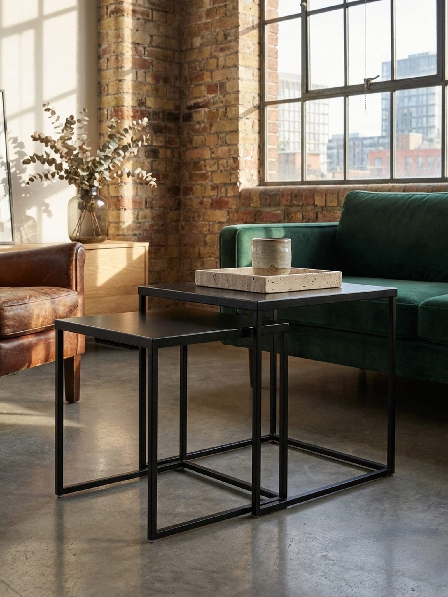 KADIMA DESIGN Satztisch 2er-Set Beistelltische im Industriestil, stabil & rutschfest
