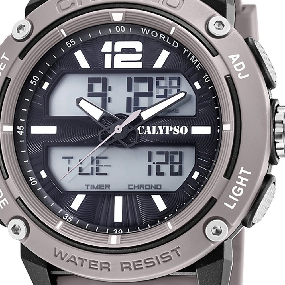grau, Outdoor Kunststoffarmband Uhr WATCHES Digitaluhr Analog-Digital, Calypso Herren Herren Armbanduhr rund, CALYPSO