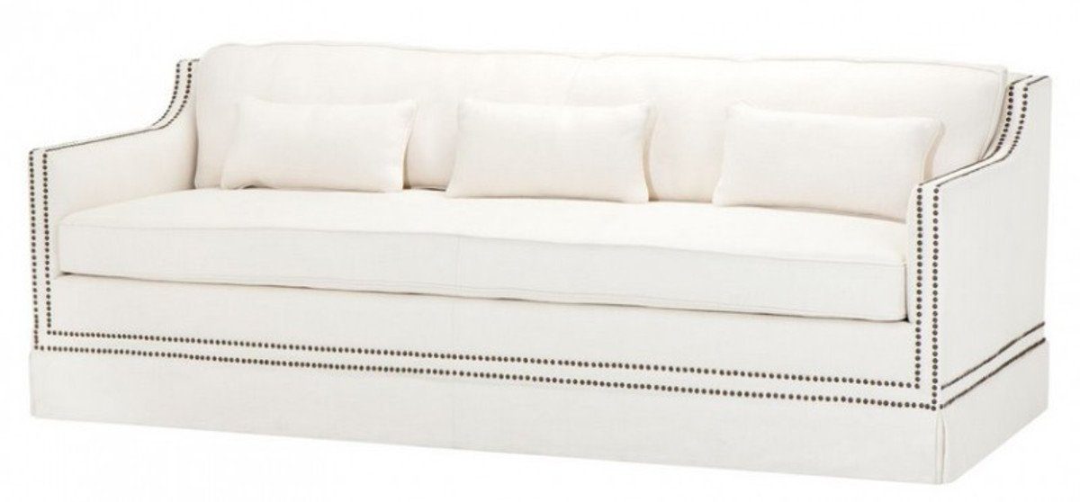 Creme Luxus Collection Art Casa - Epoche Sofa Sofa - Leinen Belle Weiß Luxury Padrino Jugendstil Deco