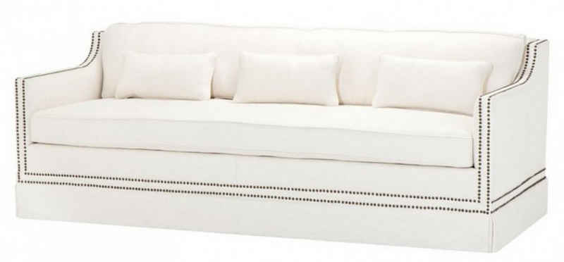 Casa Padrino Sofa Luxus Belle Epoche Sofa Creme Weiß Leinen - Jugendstil Art Deco - Luxury Collection