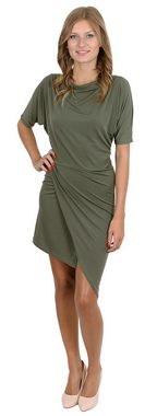 Sarcia.eu Minikleid Asymmetrisches Mini Kleid mit Raffungen und Dolmanärmel Khaki XS