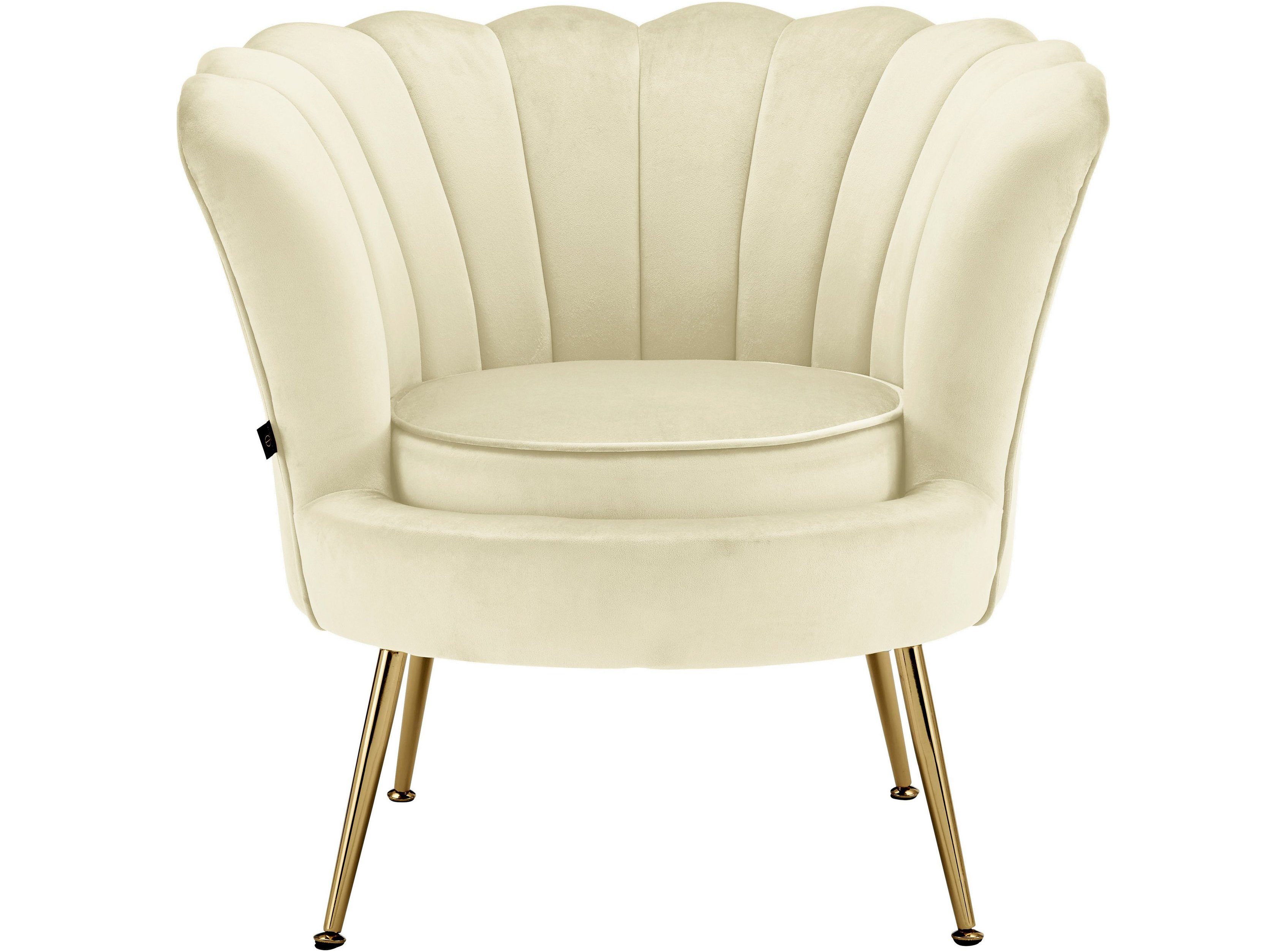 loft24 Loungesessel Kelvin - Sessel Polstersessel Wohnzimmersessel Stuhl (Set, 1-St), Armlehnsessel, Samtoptik, Muschelform, gepolstert, Metallgestell
