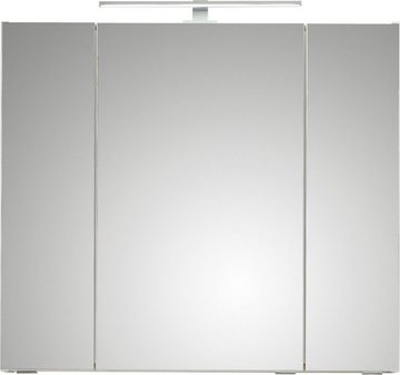 Saphir Badmöbel-Set Quickset 3-teilig, Keramik-Waschtisch und LED-Spiegelschrank, (4-St), Unterschrank, inkl. Türdämpfer, 4 Türen, 1 offenes Fach, Bad-Set