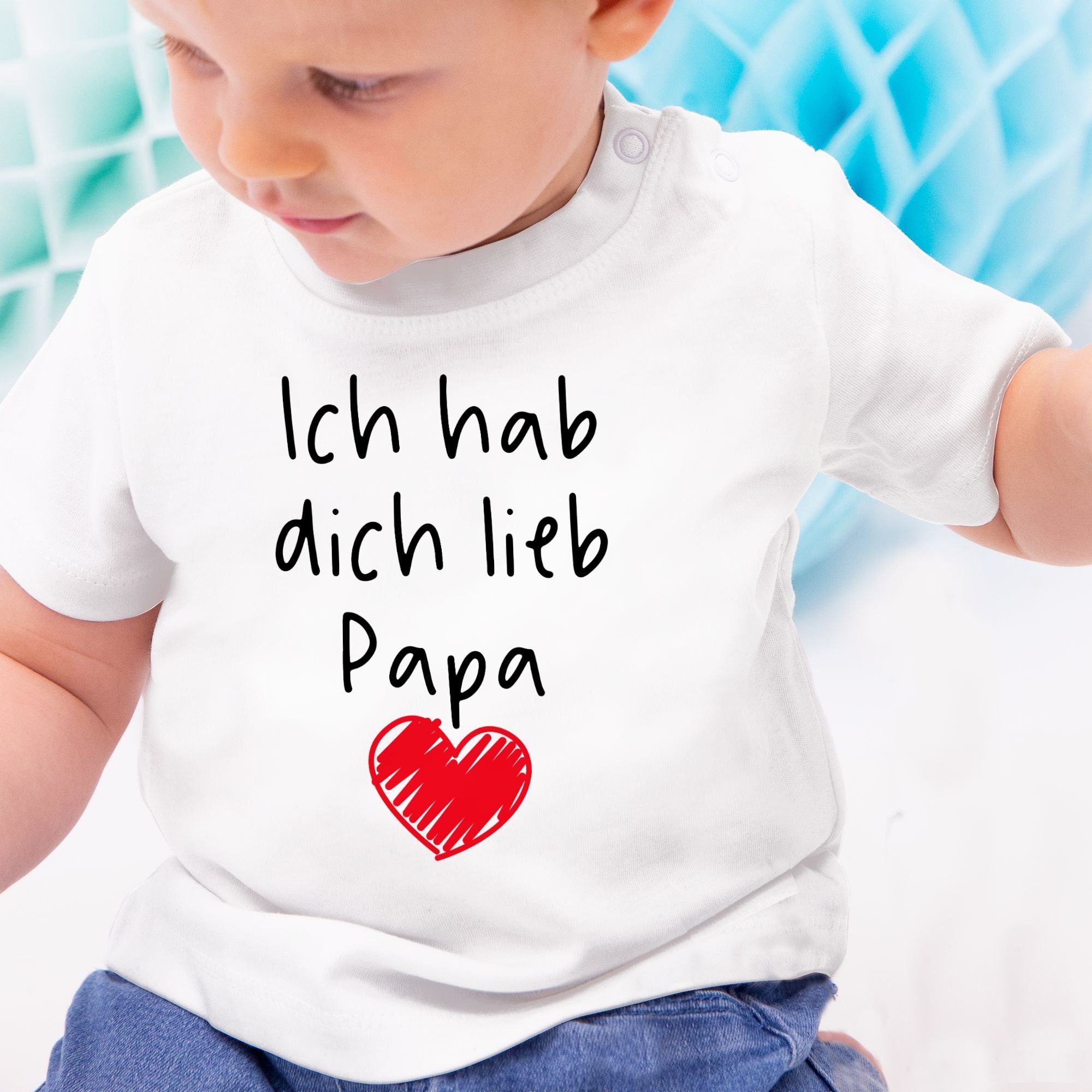 schwarz T-Shirt Herz Papa Ich Geschenk Vatertag Shirtracer dich Baby hab Weiß lieb 1