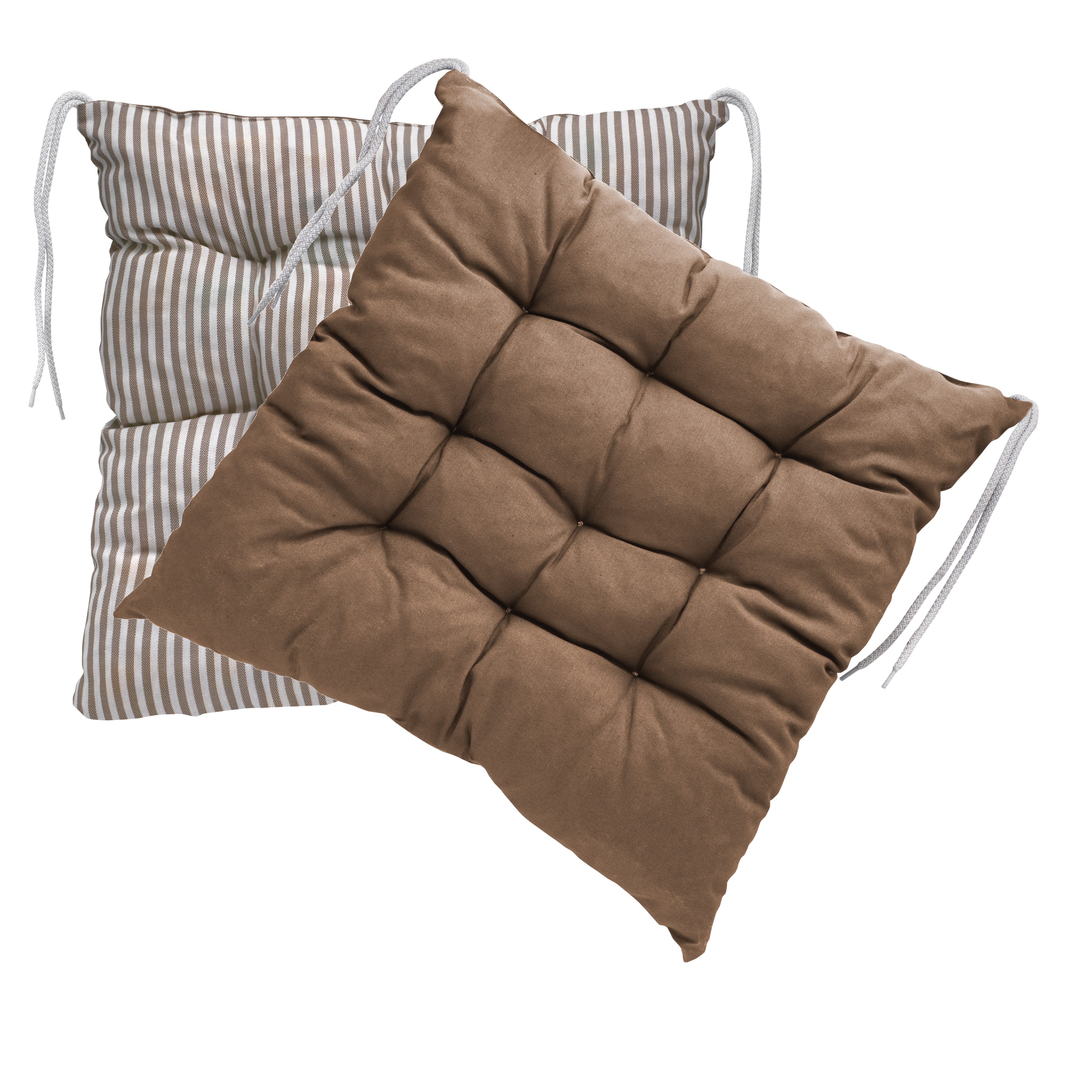 LILENO HOME Stuhlkissen - Wende Sitzkissen für Gartenstuhl oder Küchenstuhl 40x40x6 cm, Bequeme Indoor u. Outdoor Stuhlauflage als Stuhl Kissen Braun