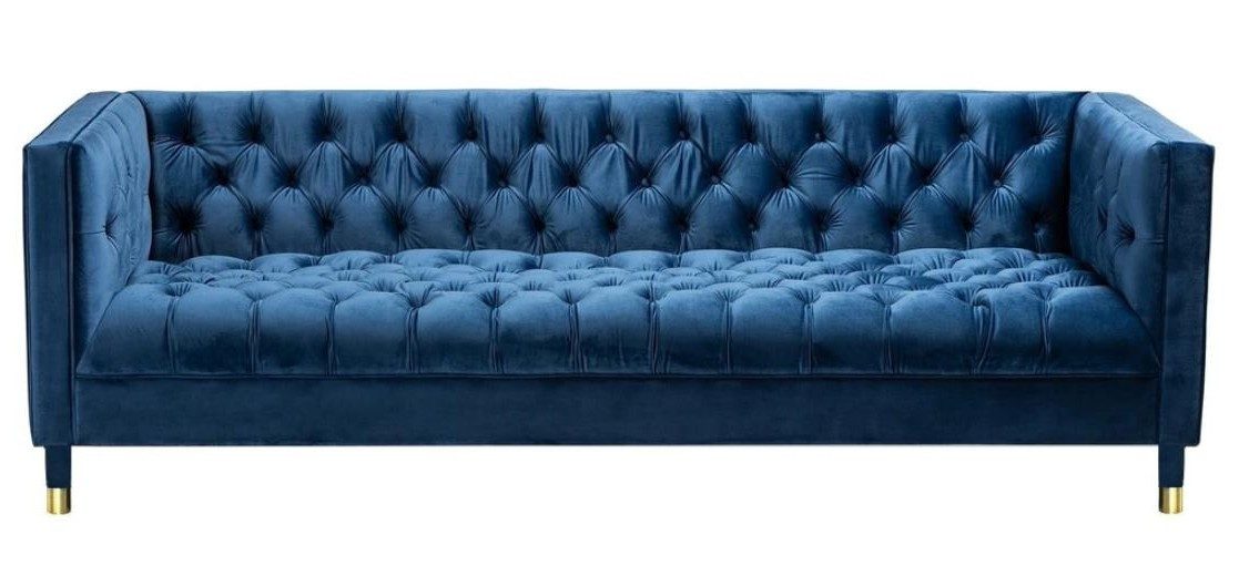 Xlmoebel Chesterfield-Sofa Blaue Textil Zweisitzer für kreatives Wohnzimmerdesign, 1 Teile, Made in Europa