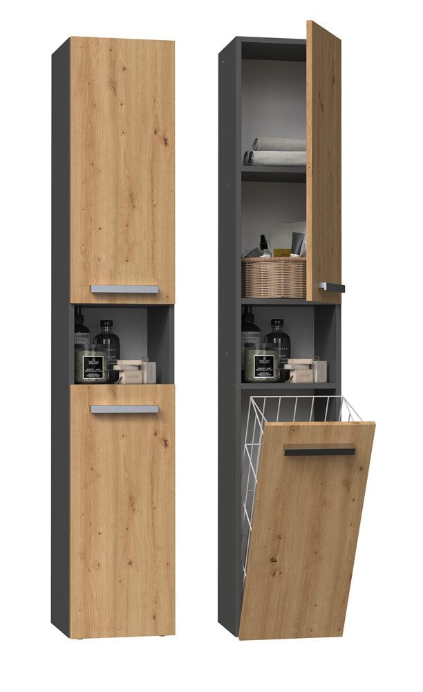 ibonto Hochschrank Badezimmerschrank mit Korb & günstig online kaufen