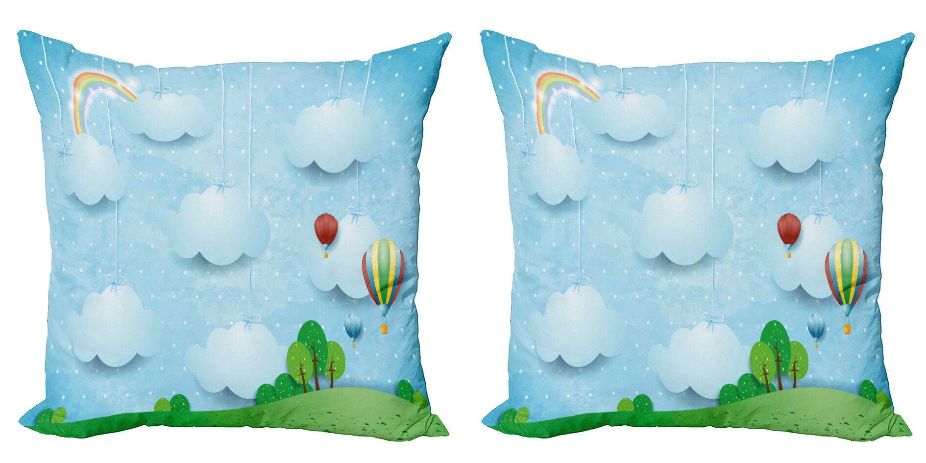 Kissenbezüge Modern Accent Doppelseitiger Digitaldruck, Abakuhaus (2 Stück), Kindergarten Balloons Wolken Sterne Hill
