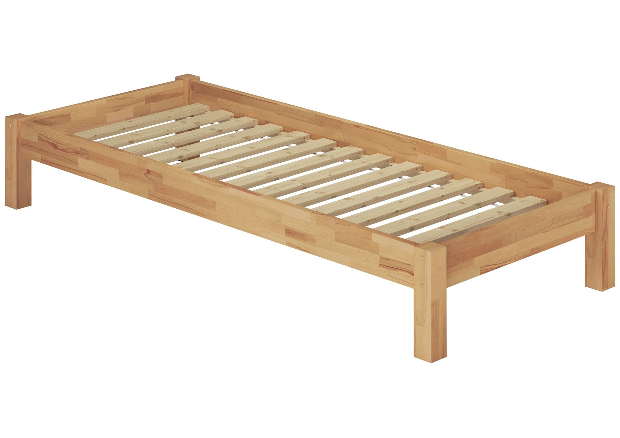 120x200 Rost, Einzelbett mit Bett breites ERST-HOLZ Futon Buchefarblos lackiert Extra