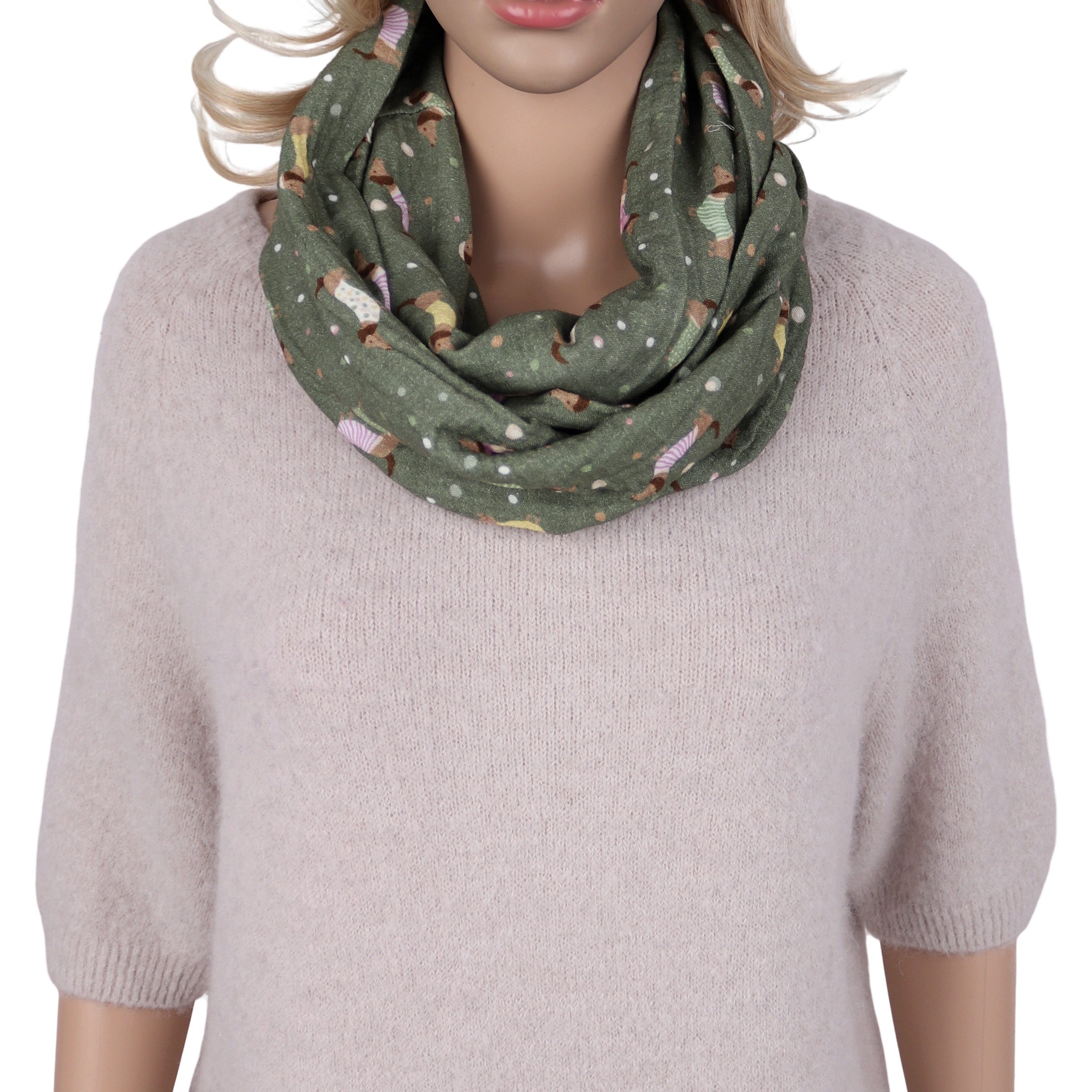 MIRROSI Loop Damen Schal aus Musellin, Made in Italy 70x20cm, Dackel, Schla günstig online kaufen