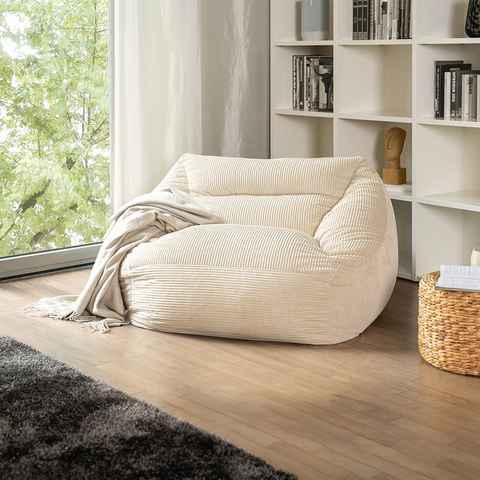 HOME DELUXE Sitzsack Sessel COZY 100 x 88 x 80 cm - Farbauswahl, Cord Sitzsack, Beanbag, Bodenkissen, Couch