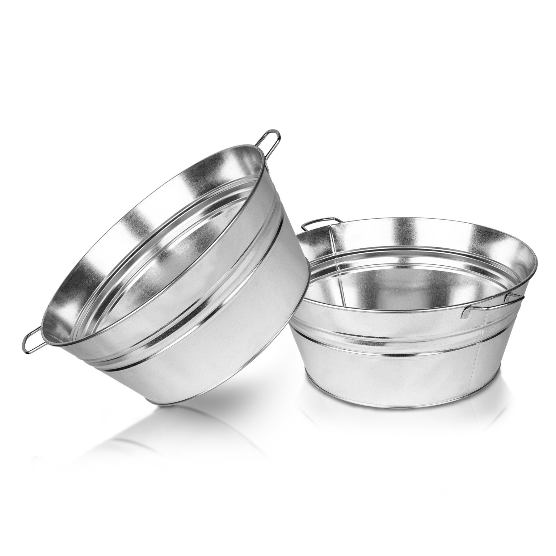 BigDean Pflanzschale XL Zinkwanne Ø 48,5cm x 21,5cm H - massiv + wasserdich günstig online kaufen