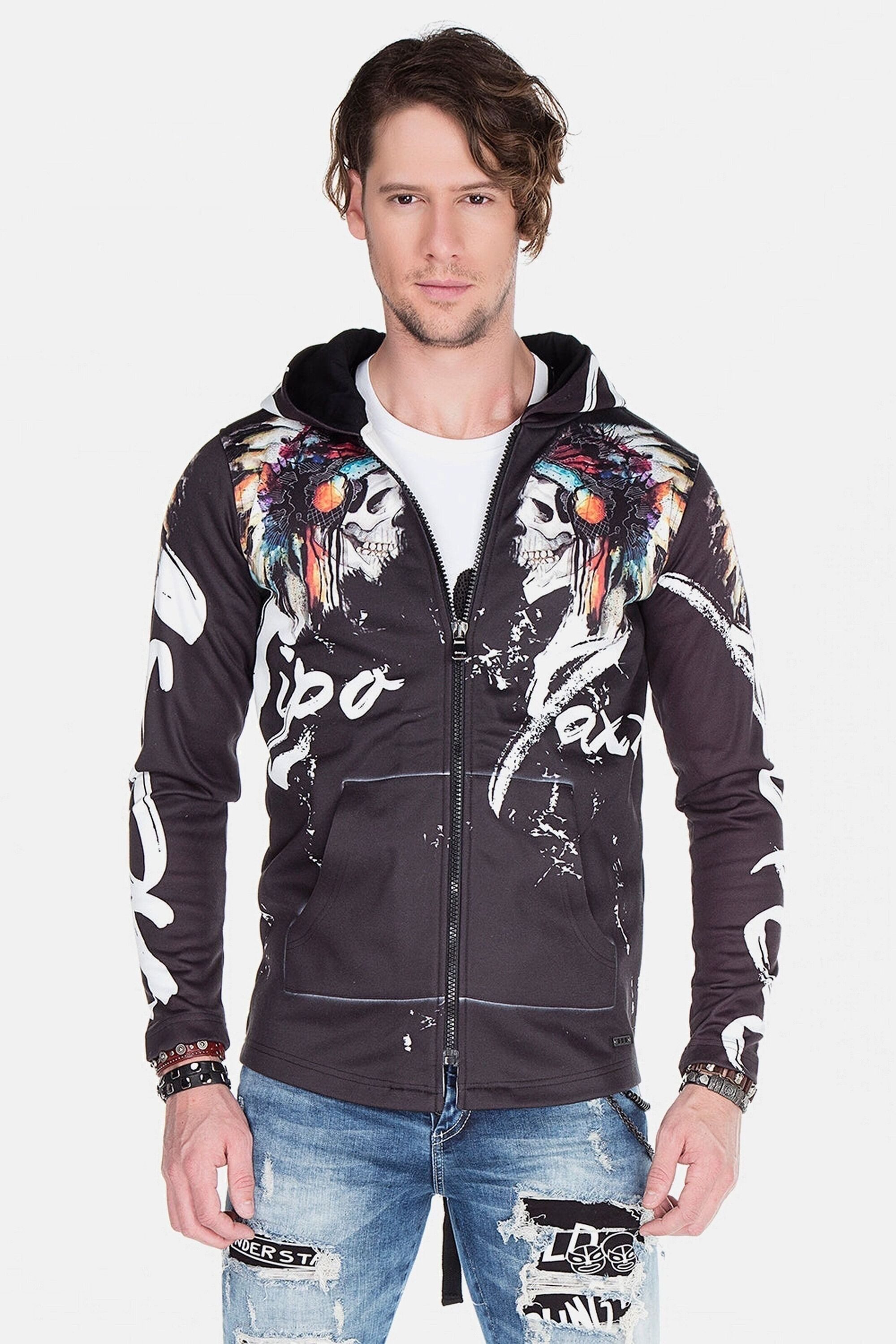 Cipo & Baxx Sweatjacke Sweatshirts (1-tlg) mit indigenem Allover-Print, CL-263