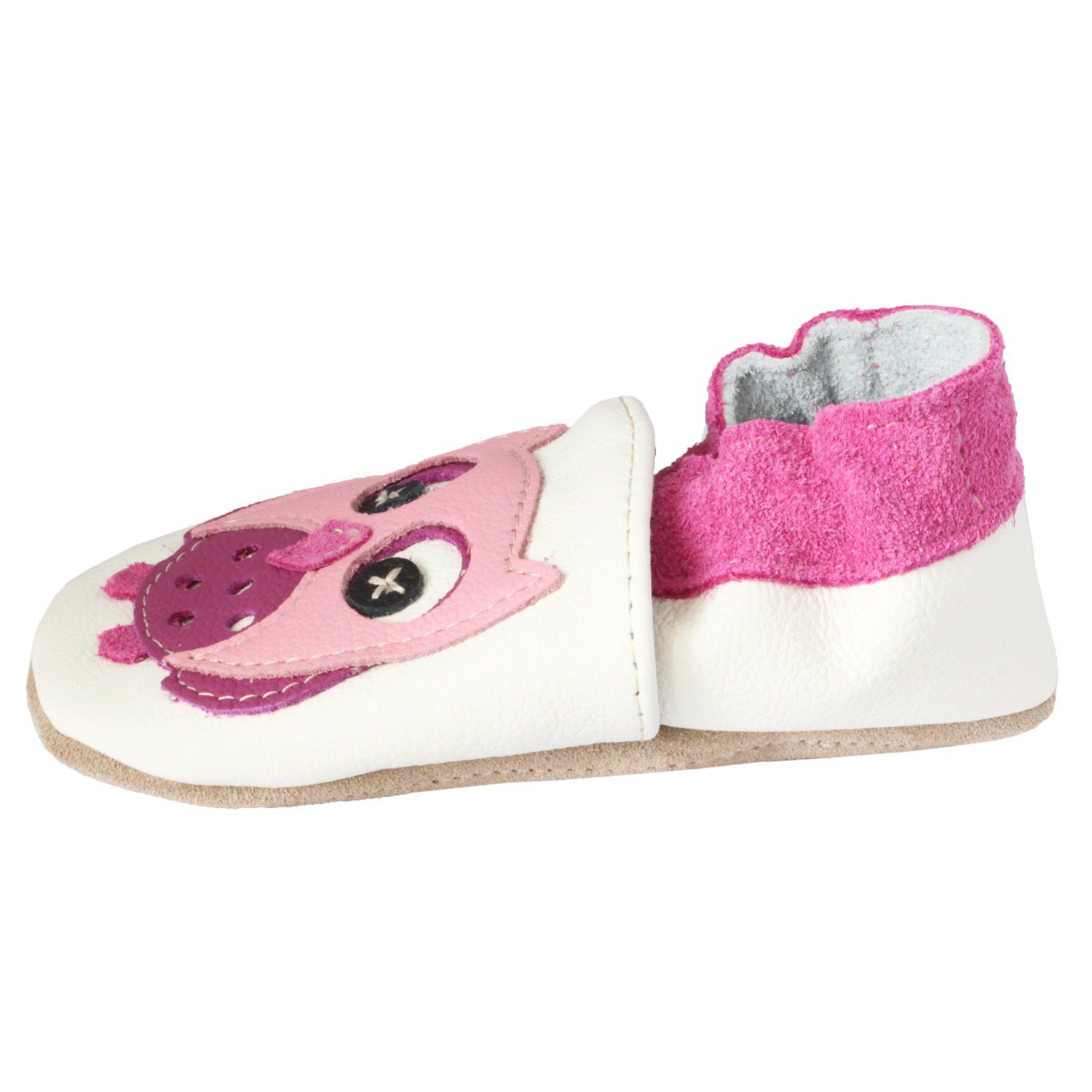Beck Krabbelschuh Kleine Eule mit Warmfutter Krabbelschuh (warme, weiche, leichte, flexible Schuhe, für Babys erste Schritte) sehr weiches chromfrei gegerbtes Leder
